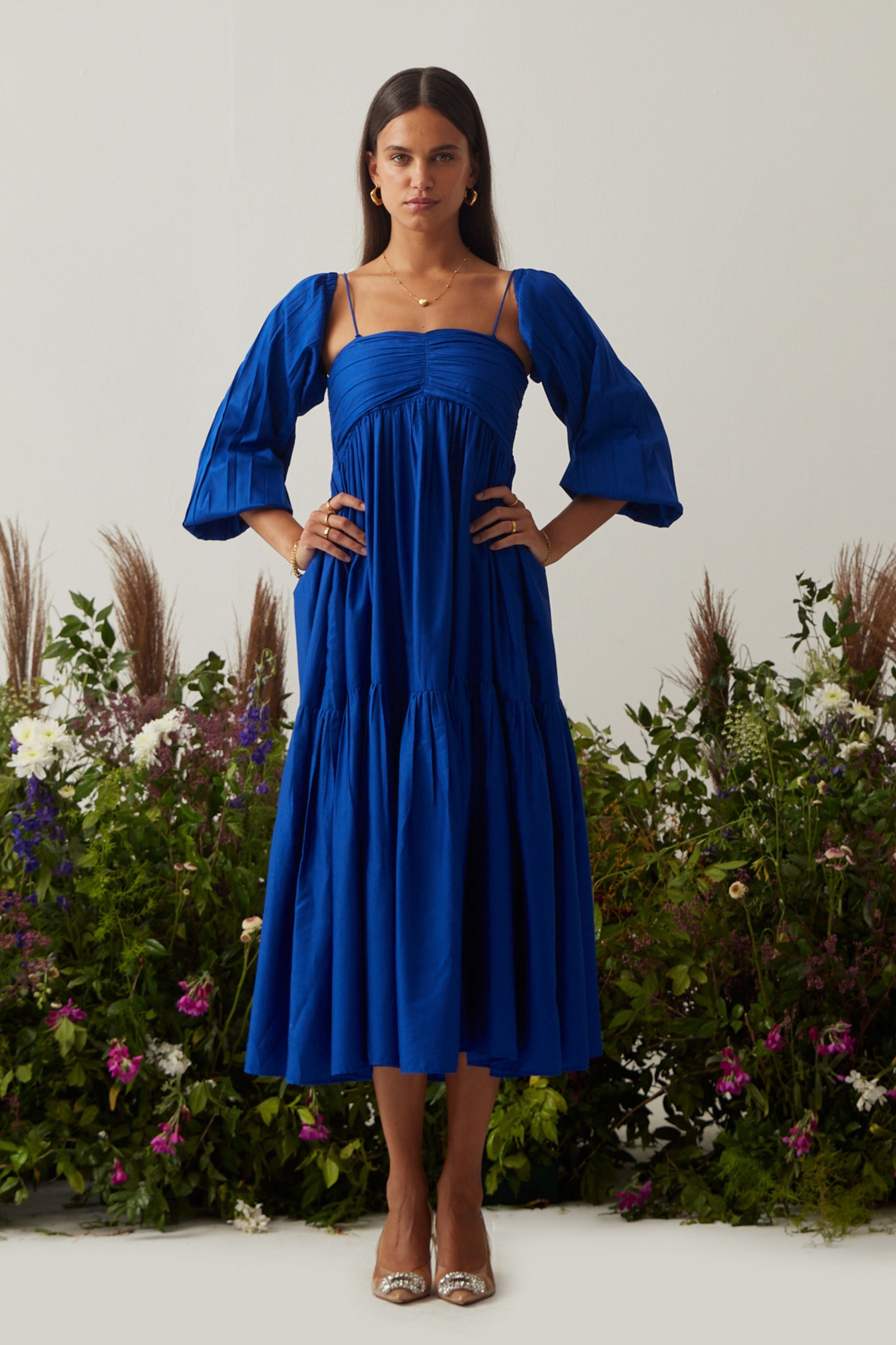 Lea Royal Blue Dress with detachable sleeves