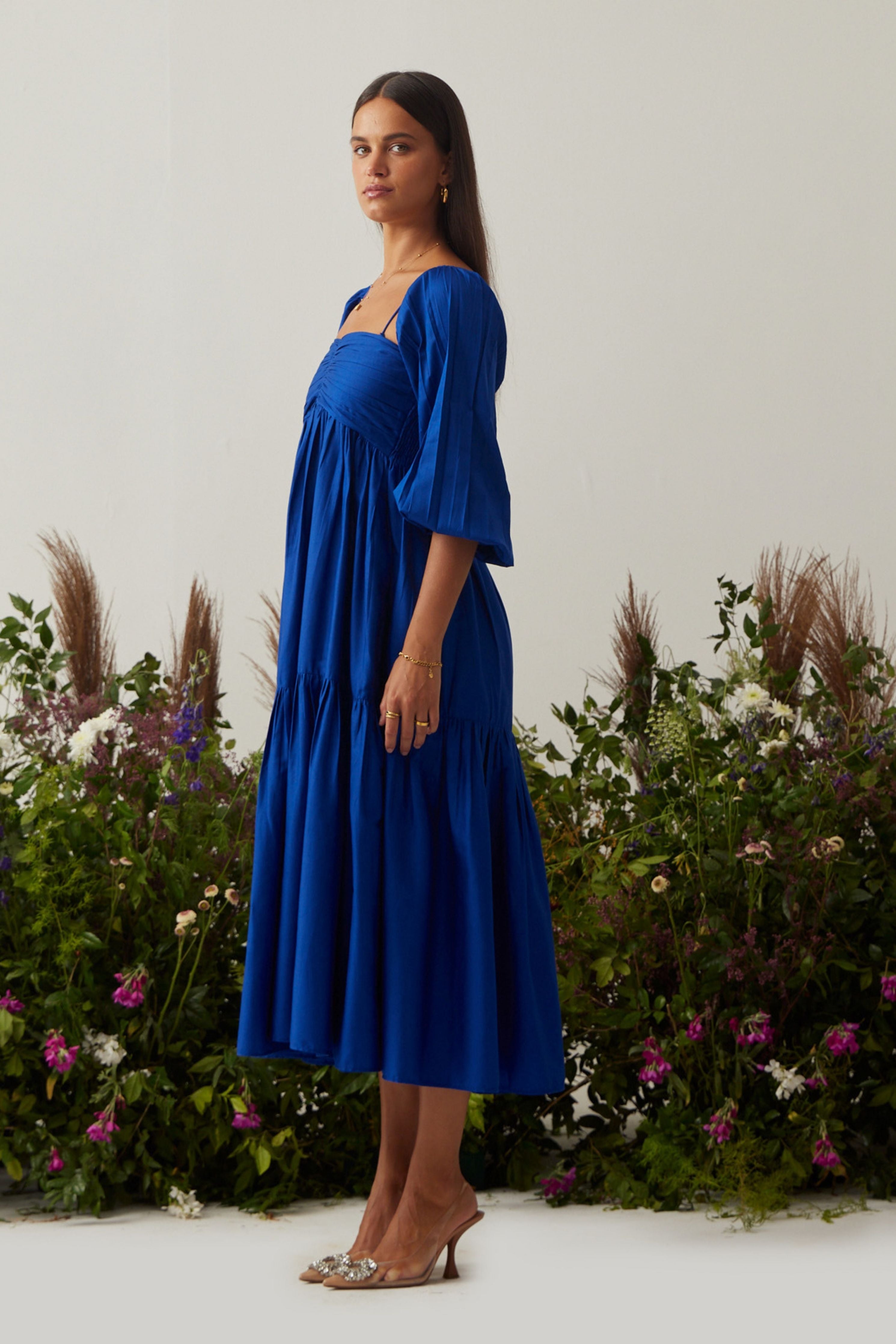 Lea Royal Blue Dress with detachable sleeves