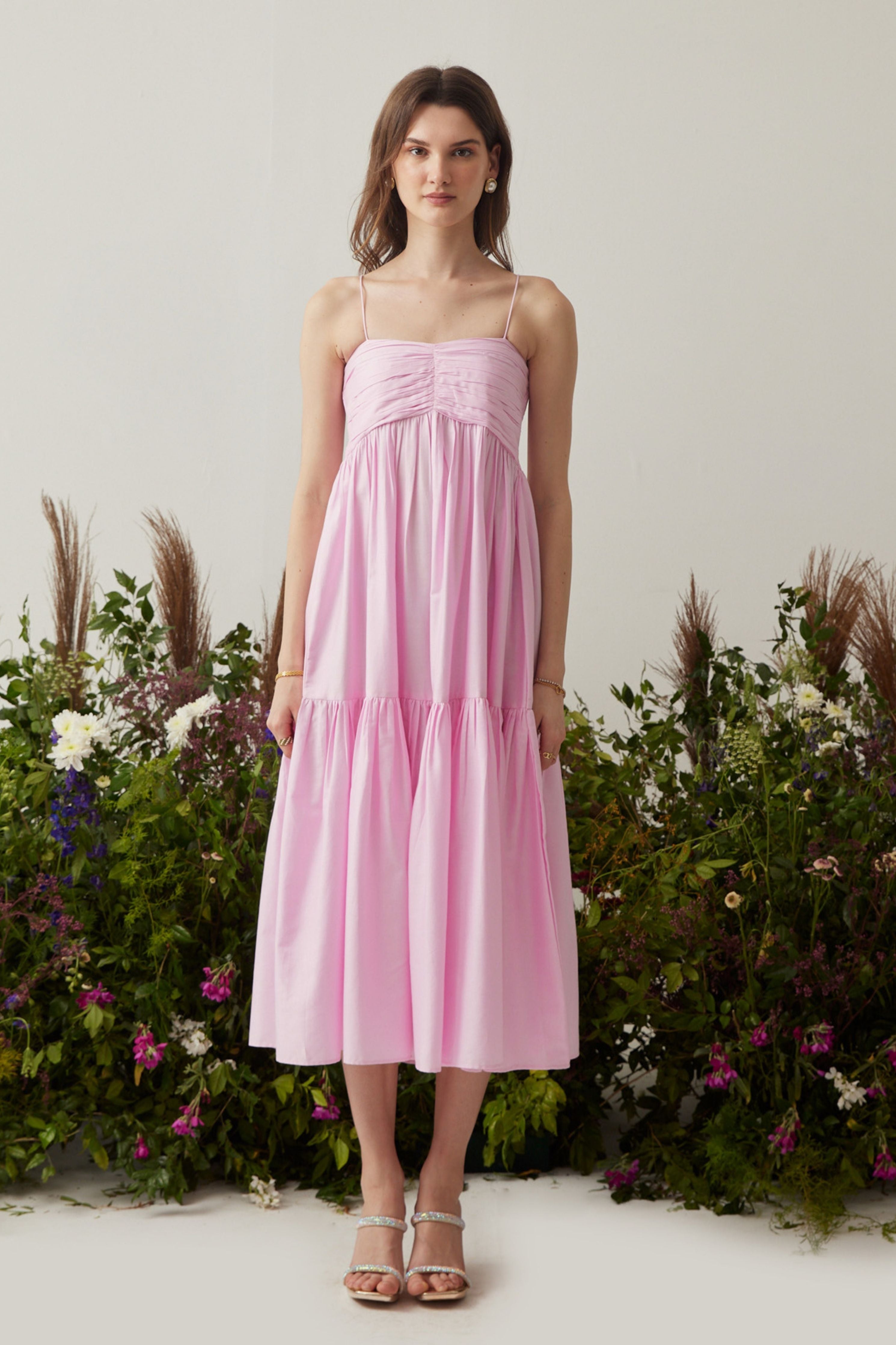 Lea Pink Dress with detachable sleeves