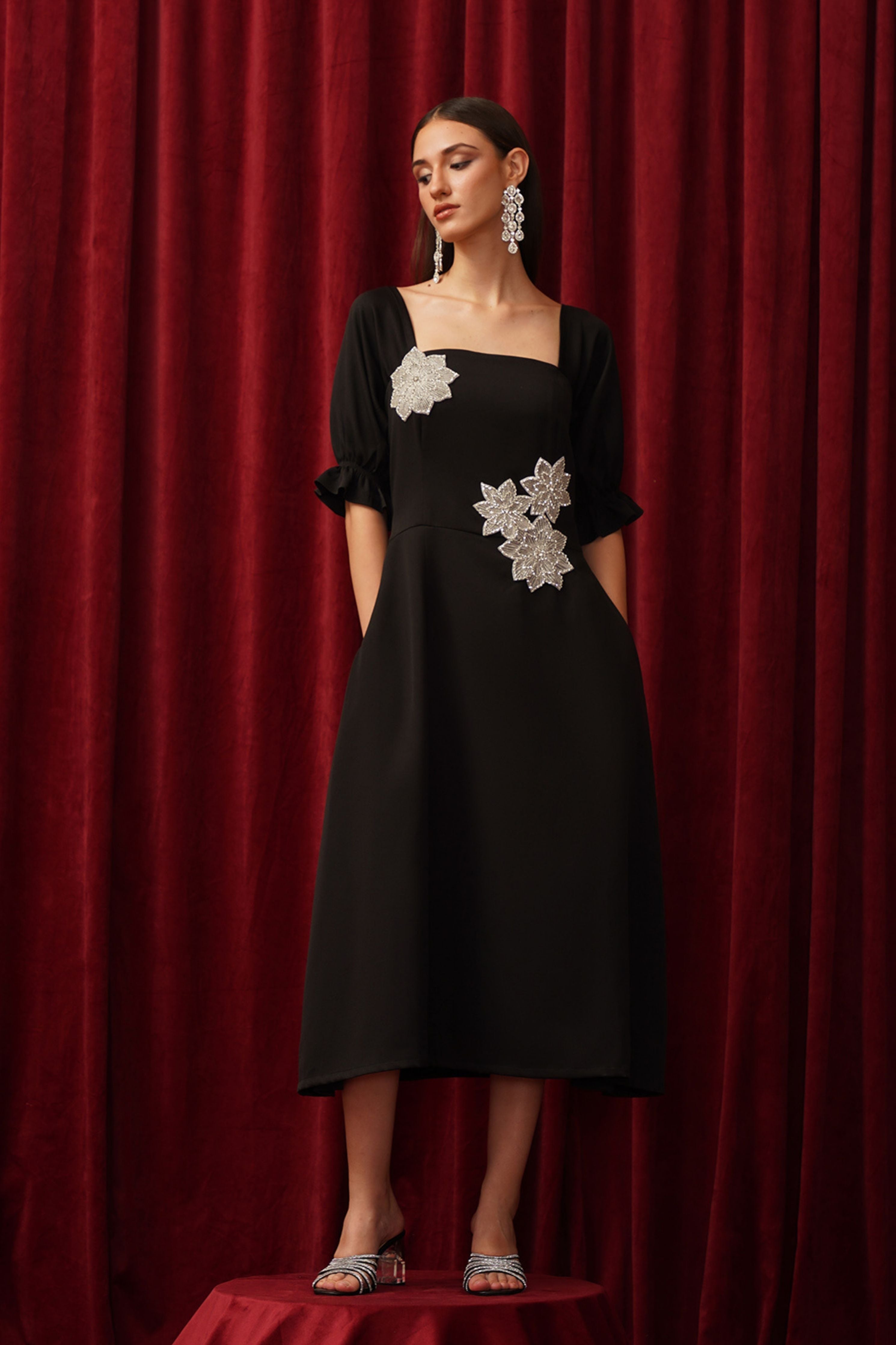 Leur Black Midi Dress