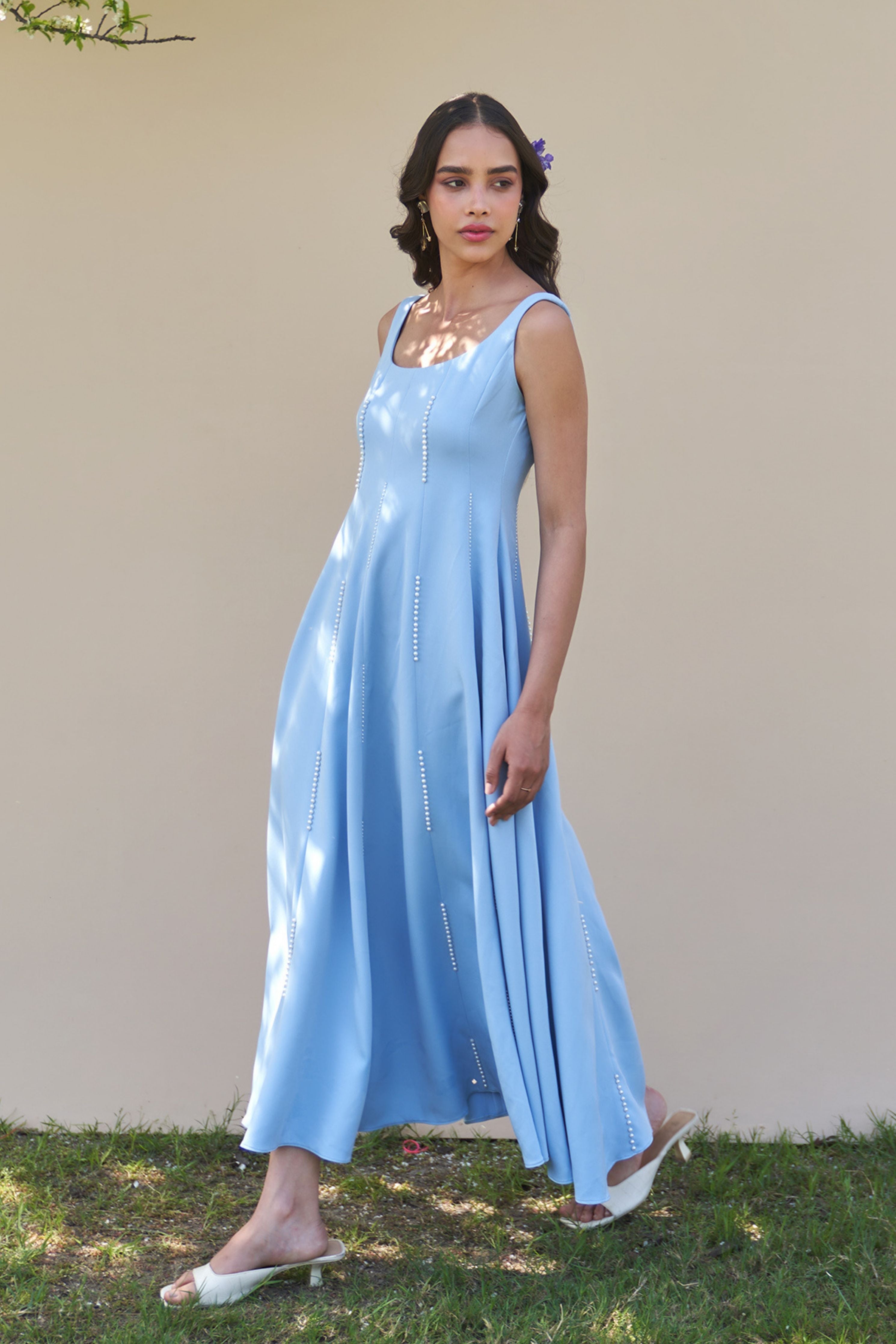 Caroline Powder Blue Midi Dress