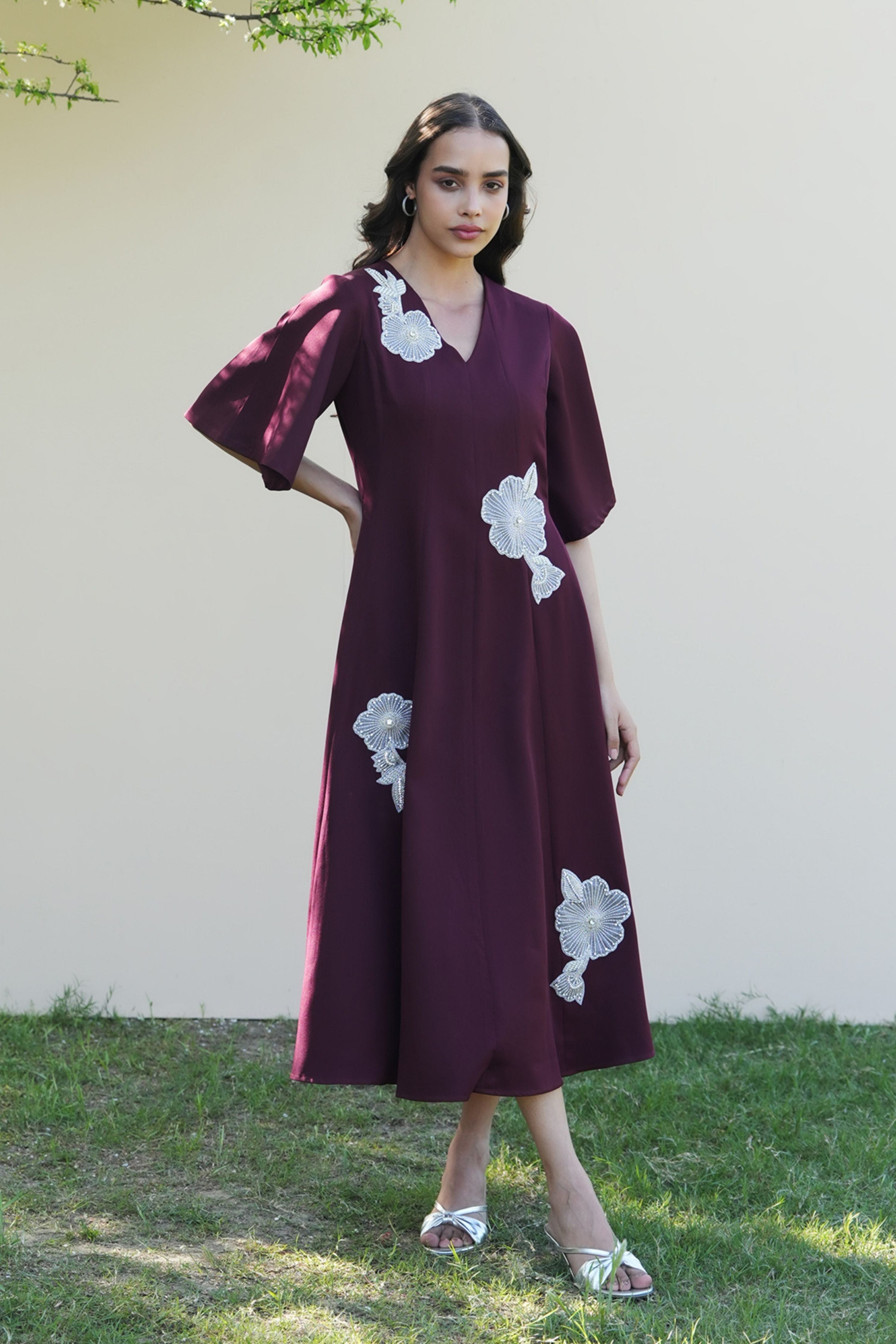 Paige Burgundy Midi Dress
