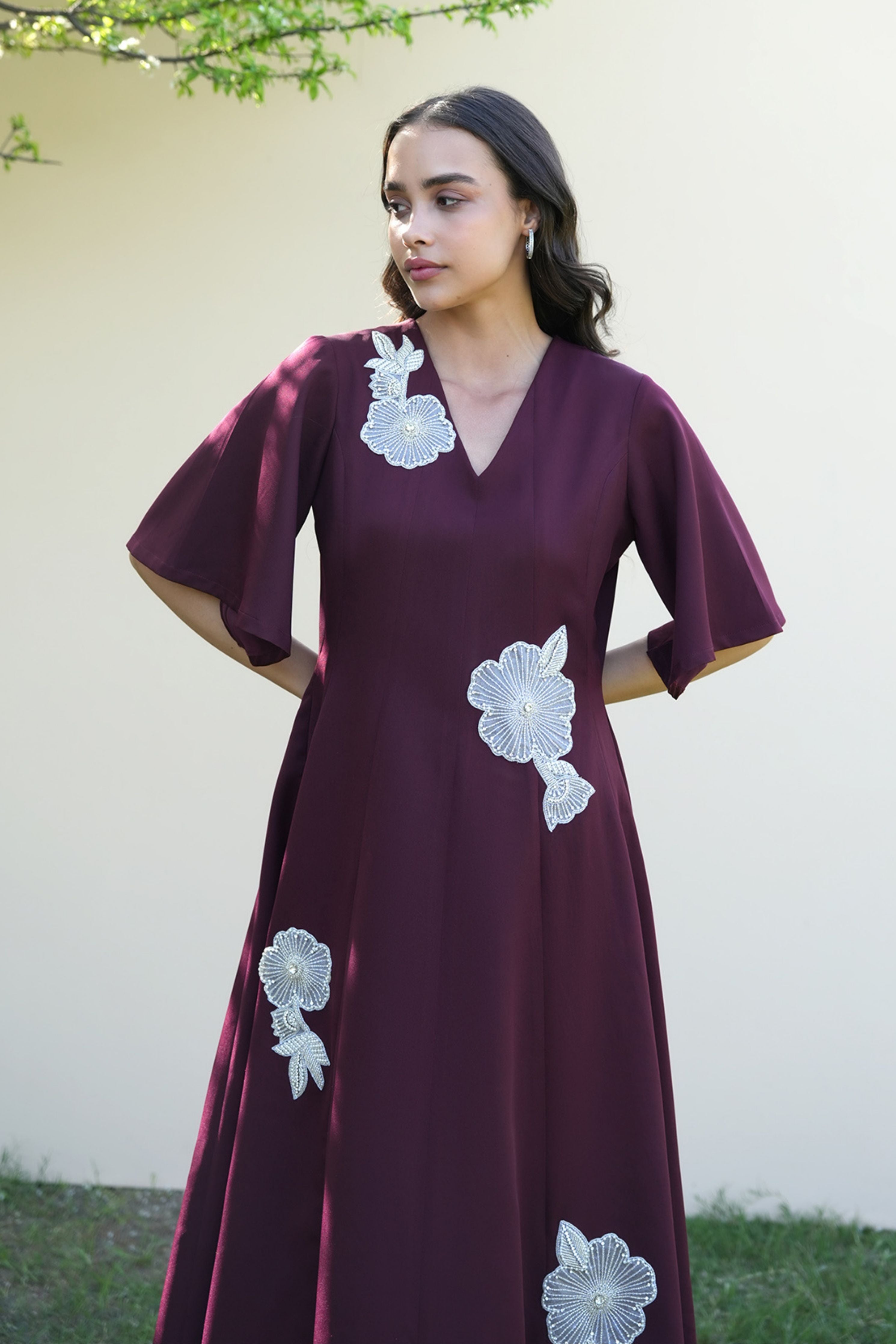 Paige Burgundy Midi Dress