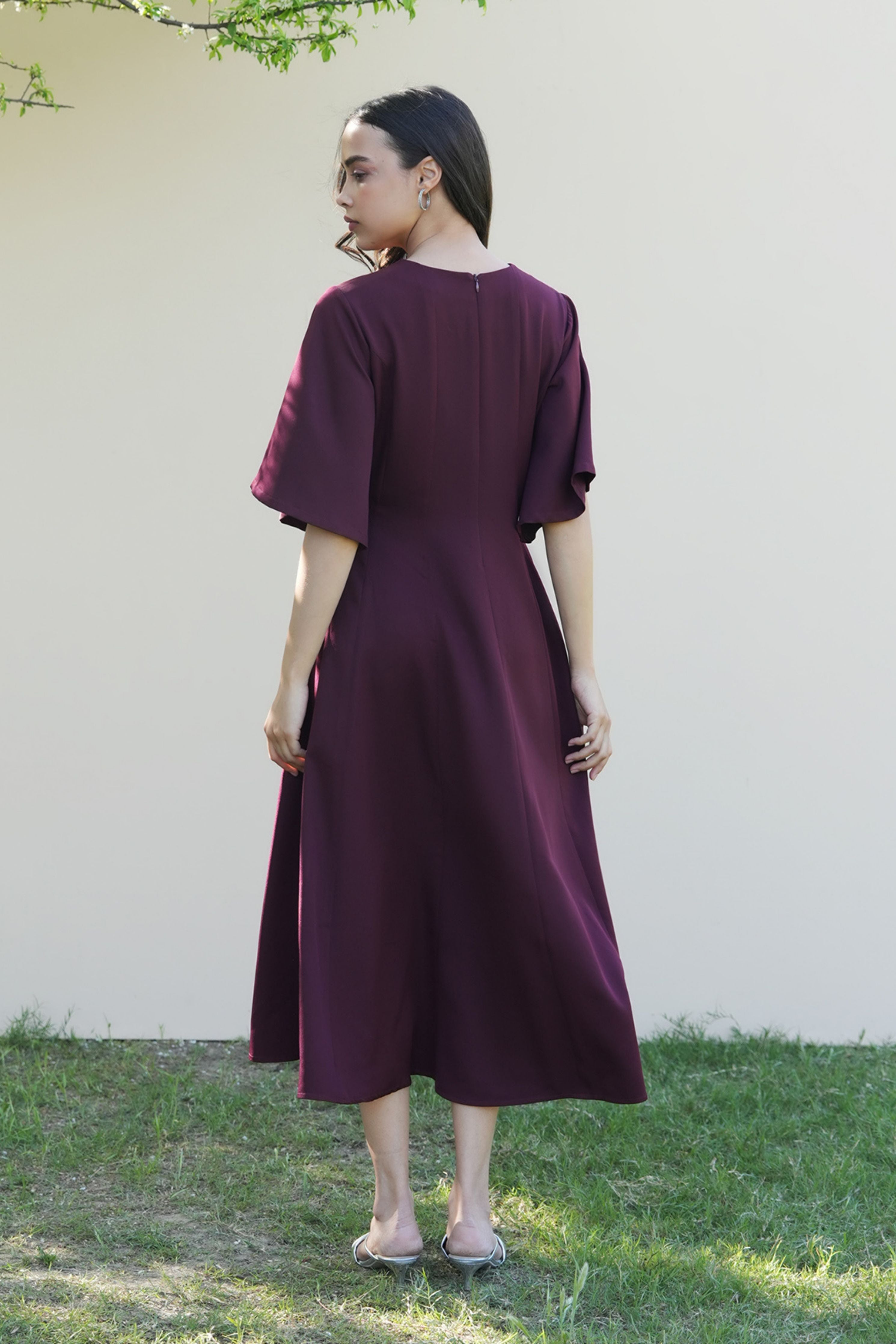 Paige Burgundy Midi Dress