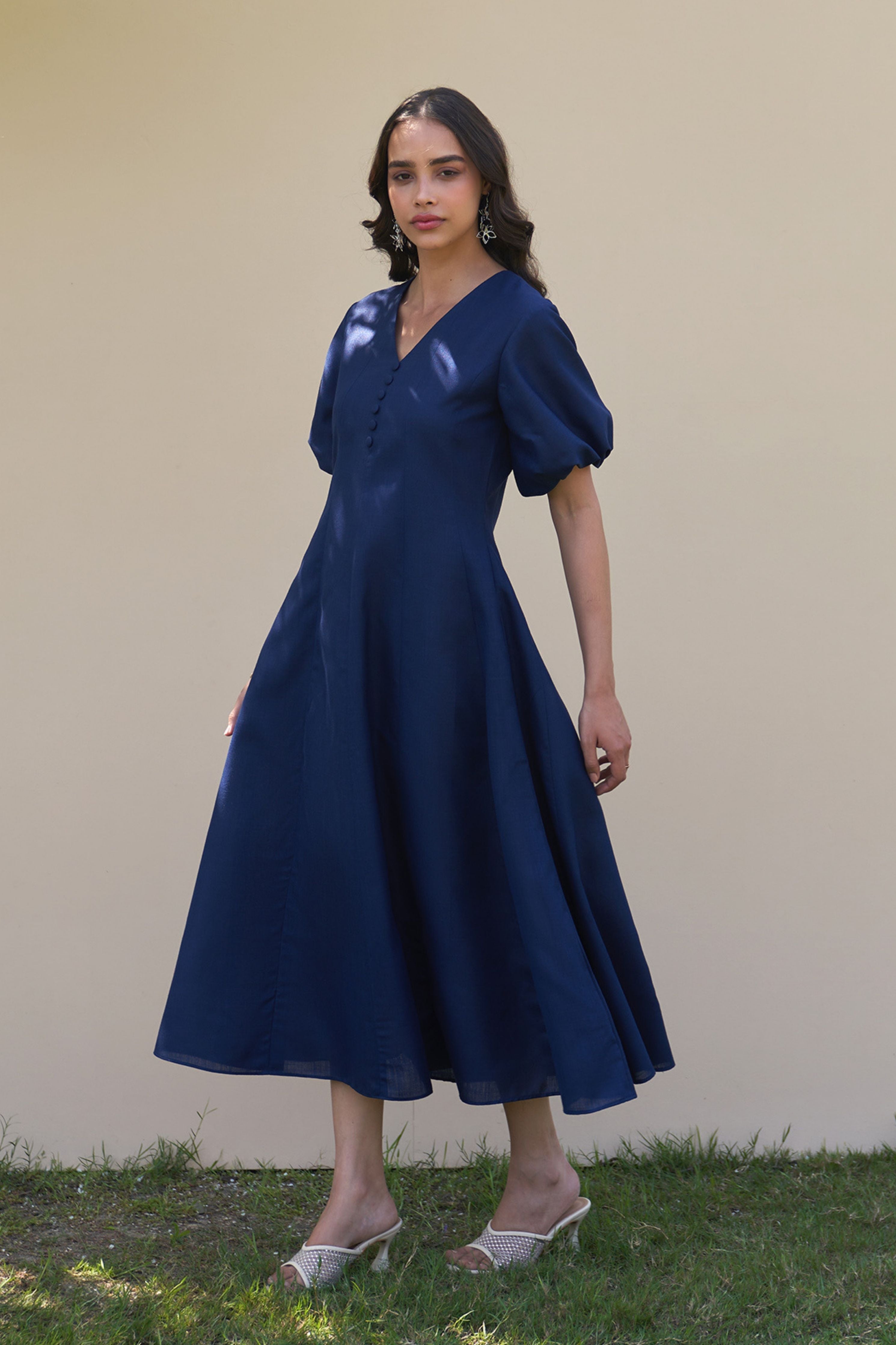 Pia Navy Blue Midi Dress