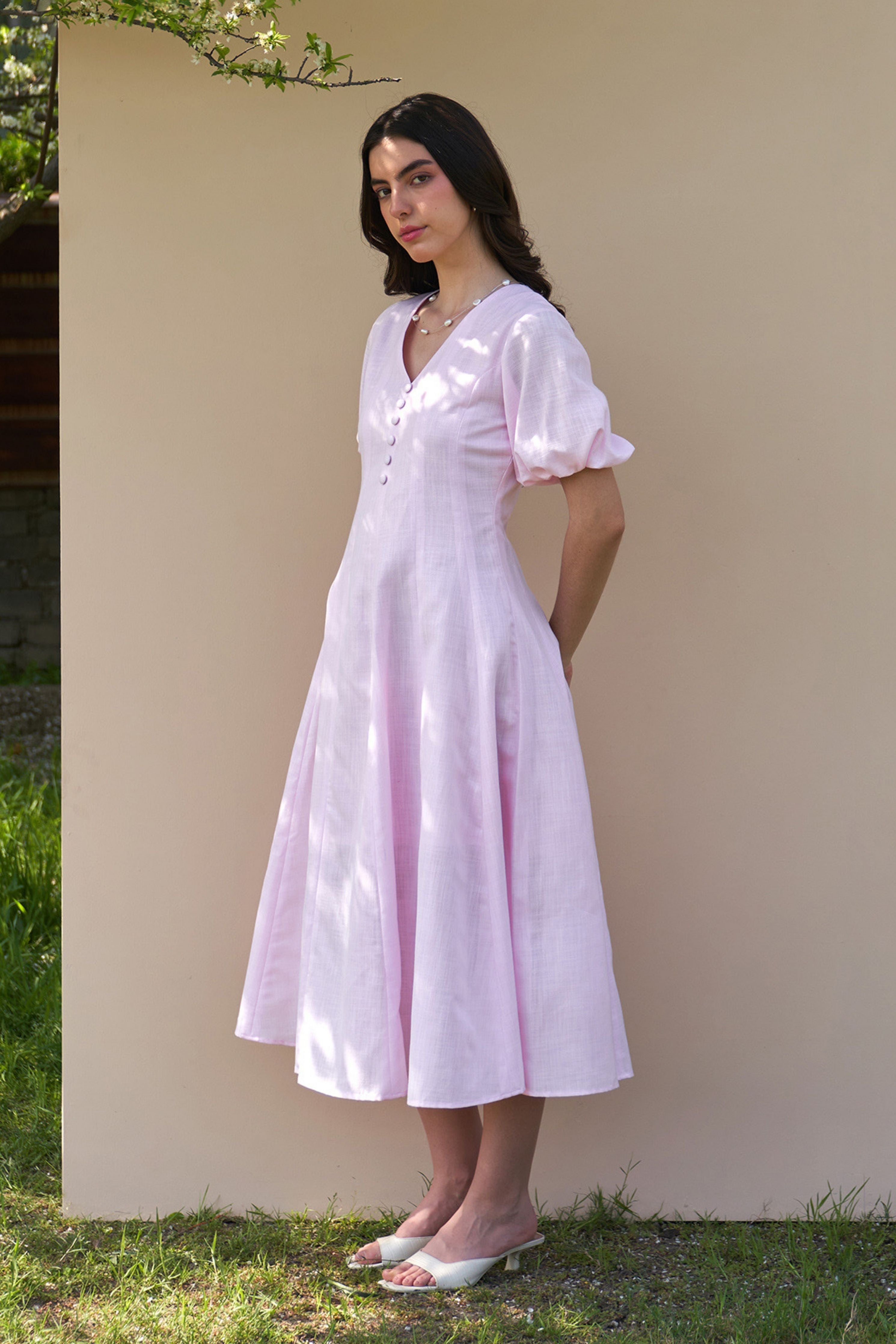 Pia Baby Pink Midi Dress
