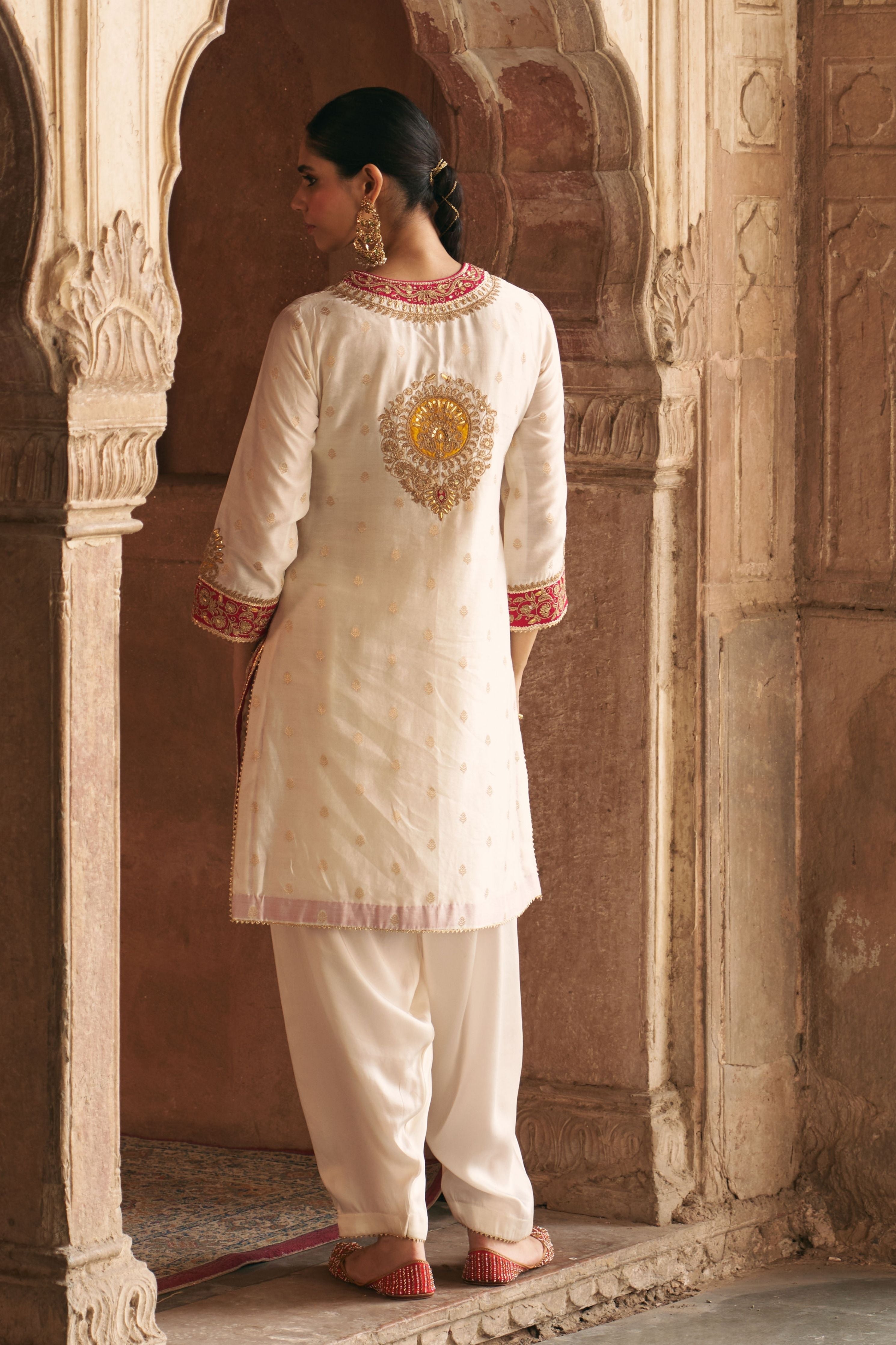 Anila  Daisy Ivory Short Kurta With Salwar With Dupatta