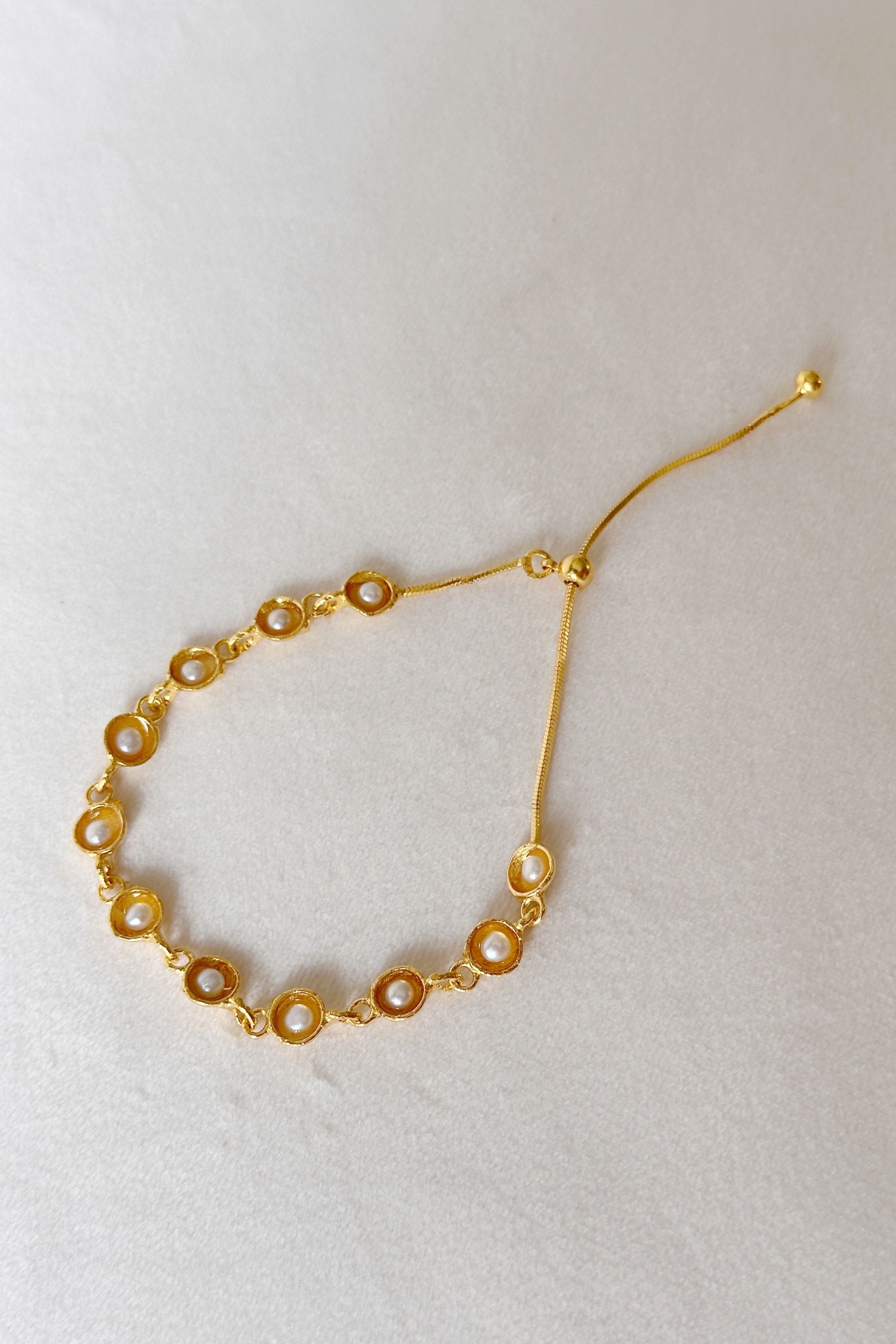 Pearl Cup Cascade Bracelet Gold