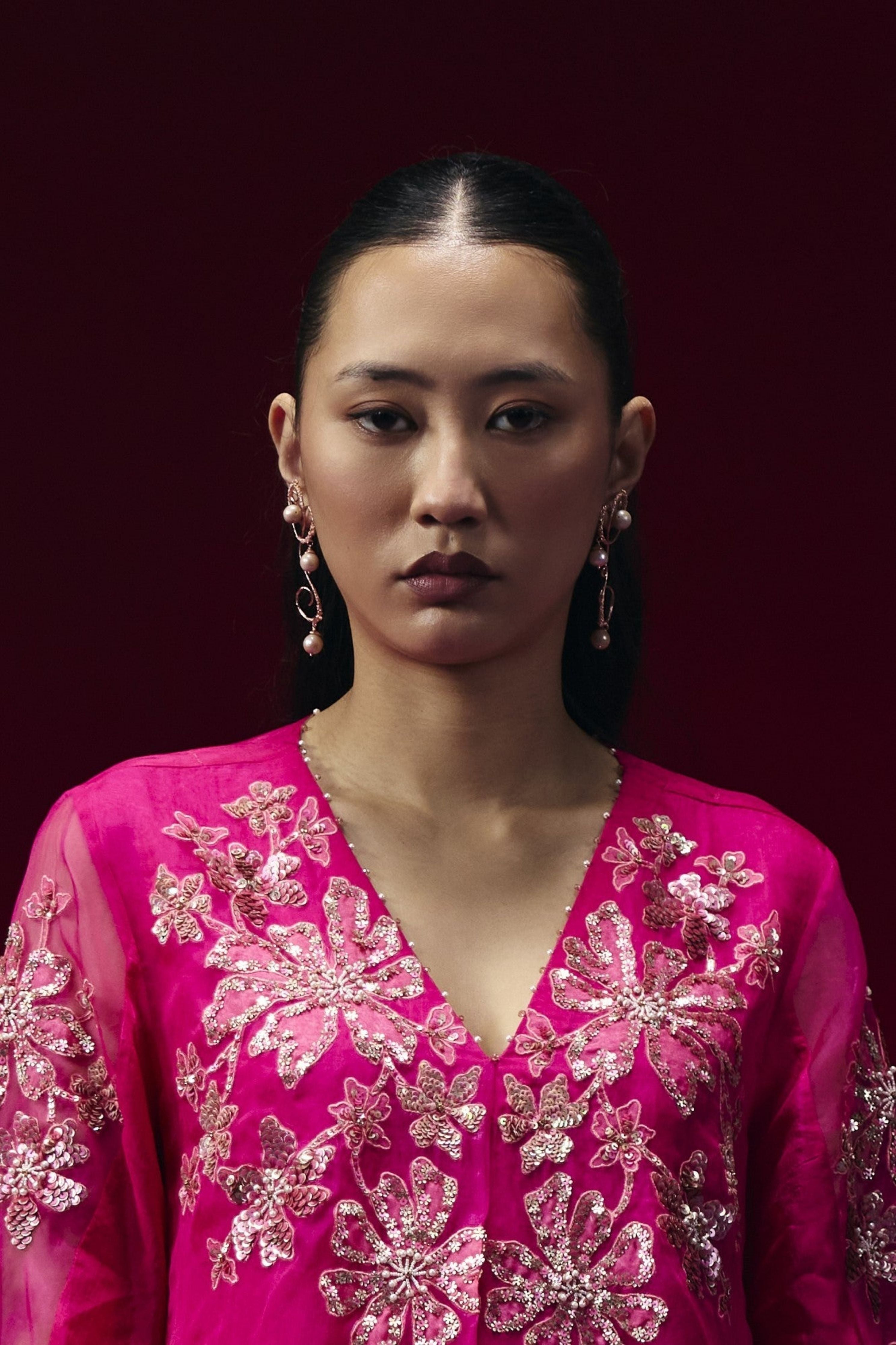 Curly Worly Pearly Danglers Rose Gold Earing