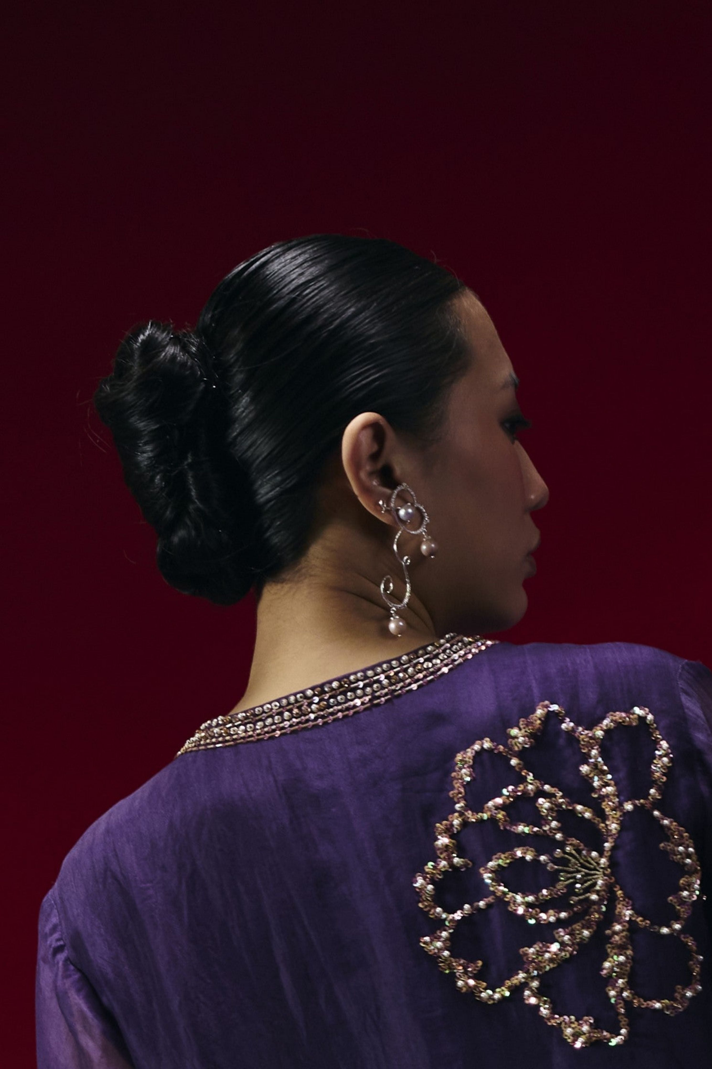 Curly Worly Pearly Danglers Silver Earing