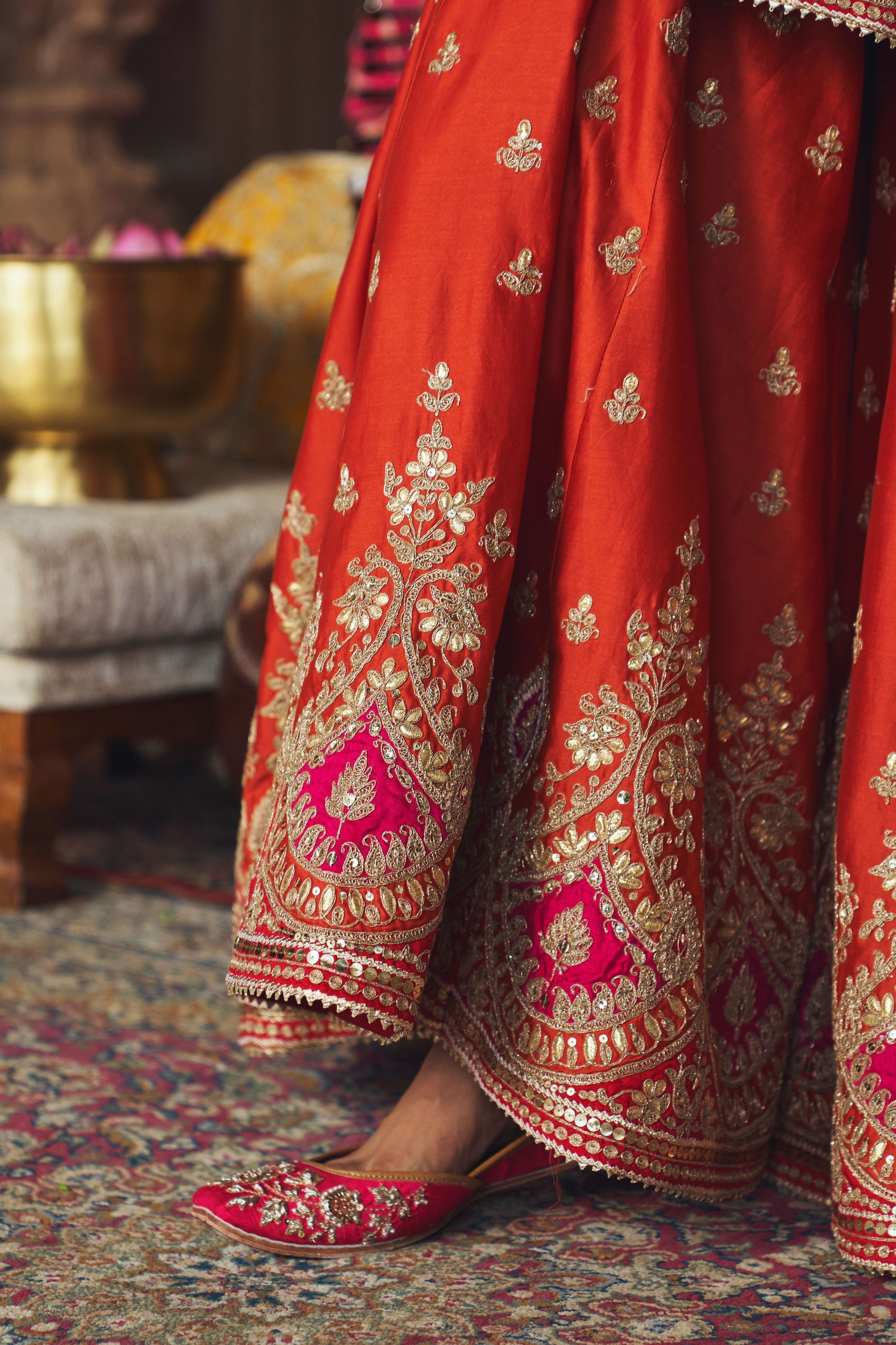 Areesha  Burnt Orange Short Kurta With Sharara And Dupatta