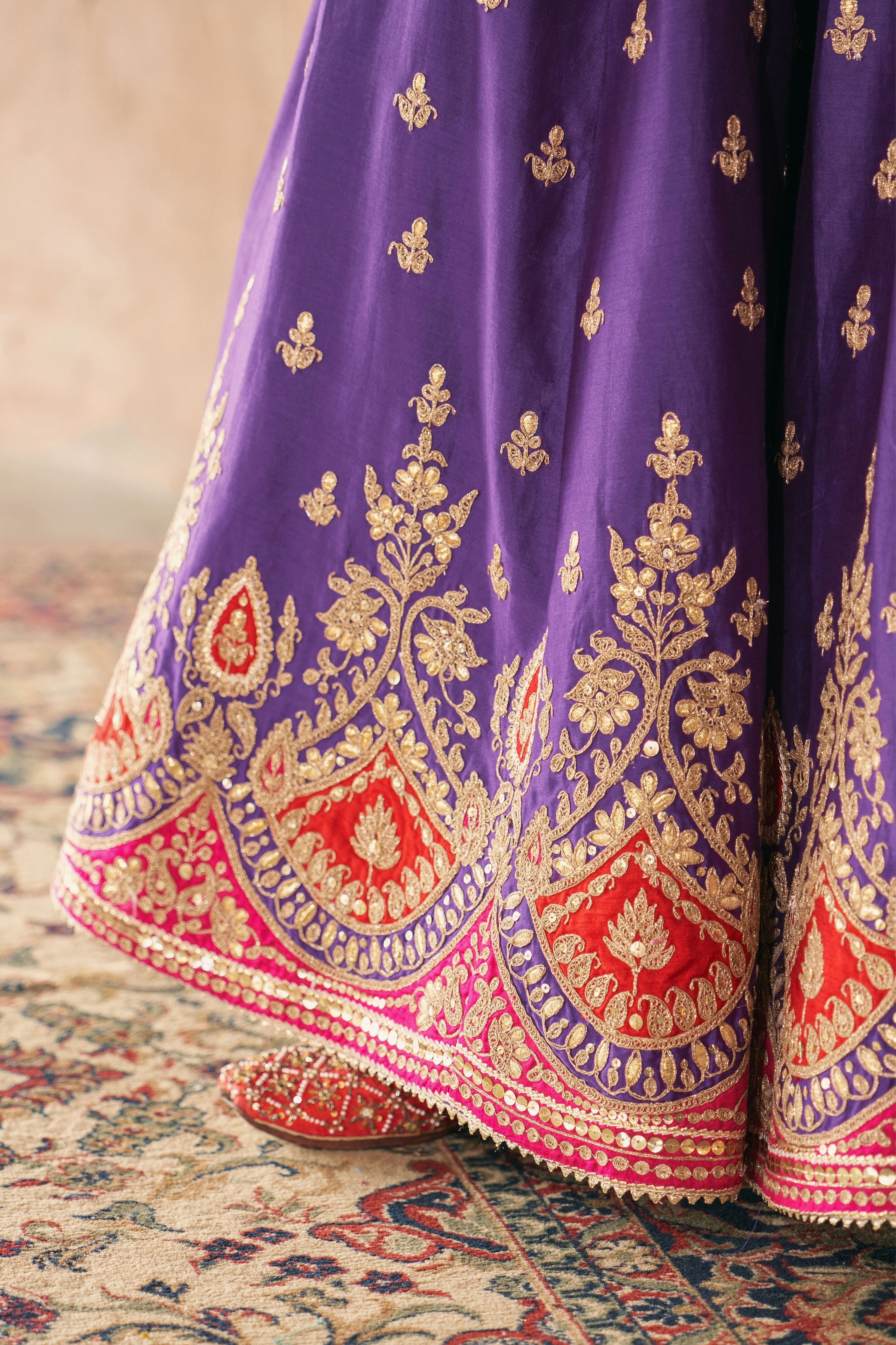 Areesha  Deep Purple Short Kurta With Sharara And Dupatta