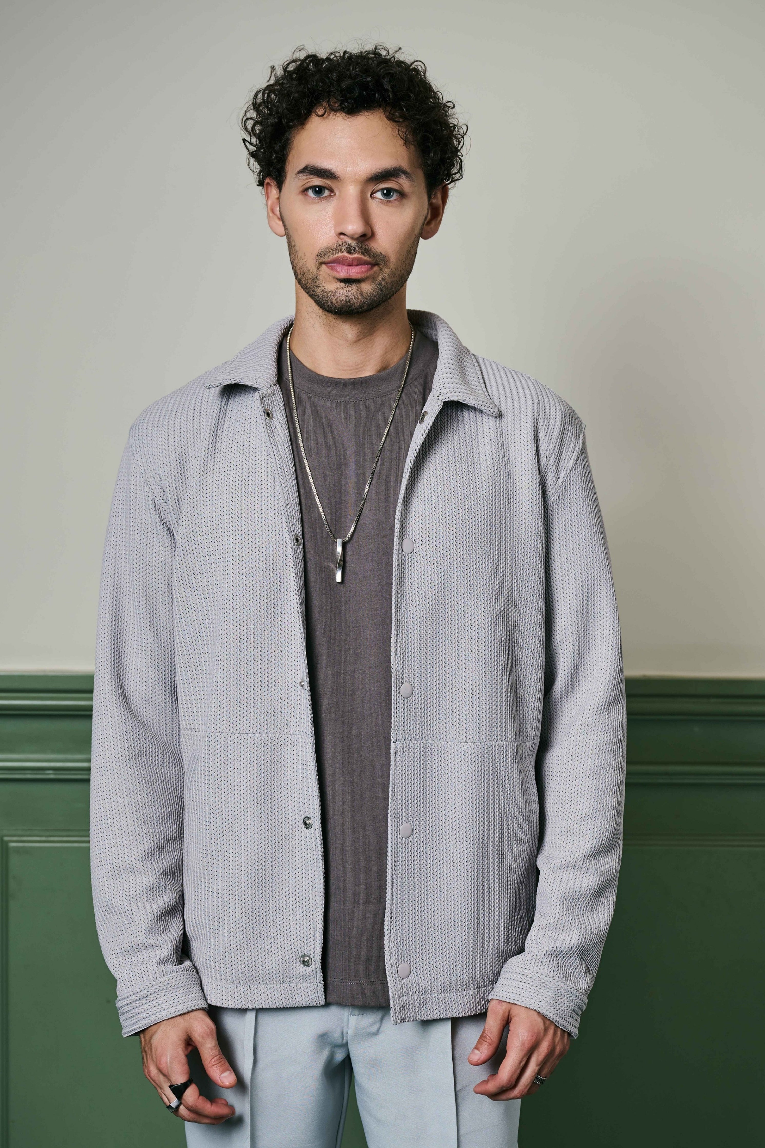 Light Grey Textured Knit Jacket