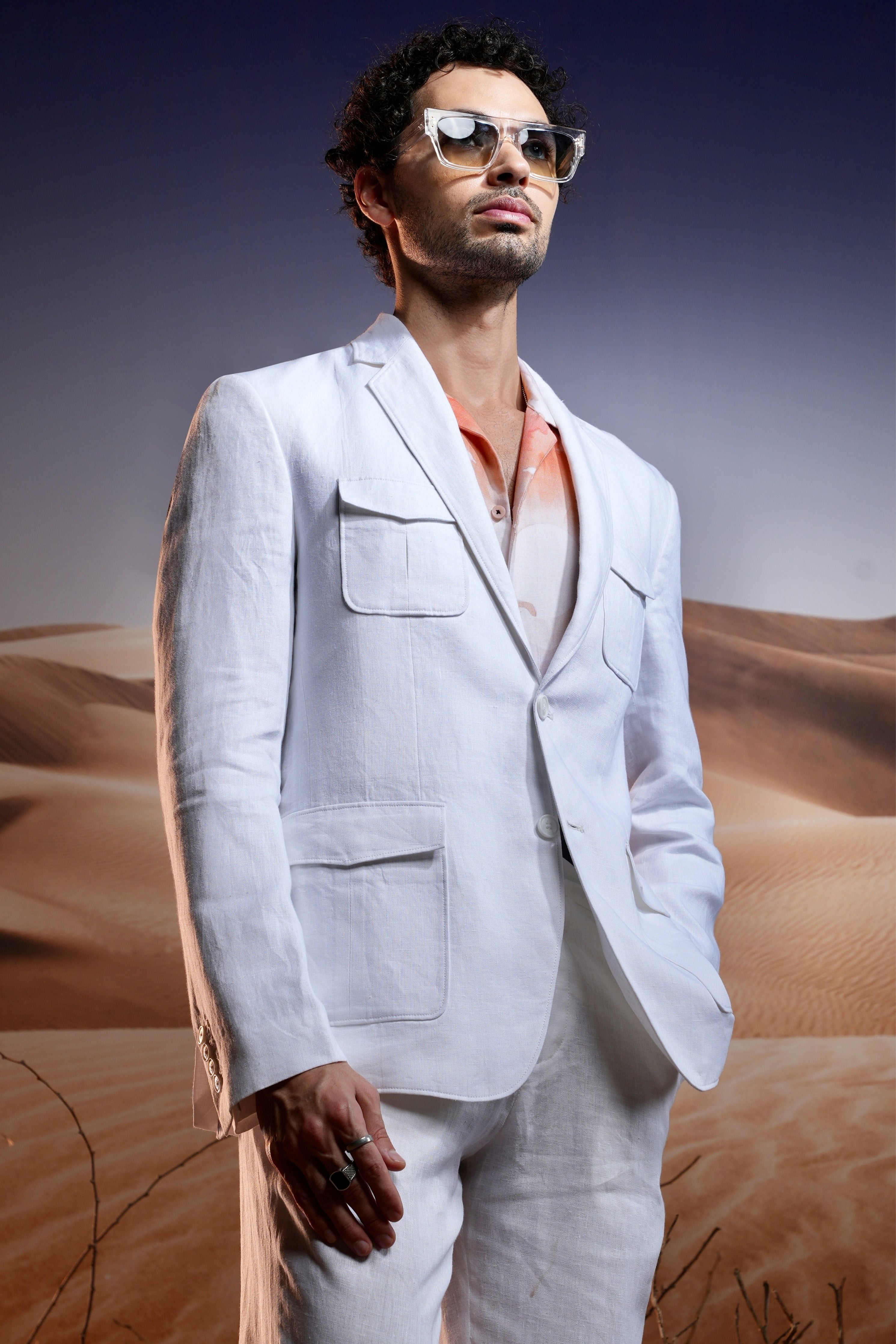 Pristine White Voyager Linen Blazer
