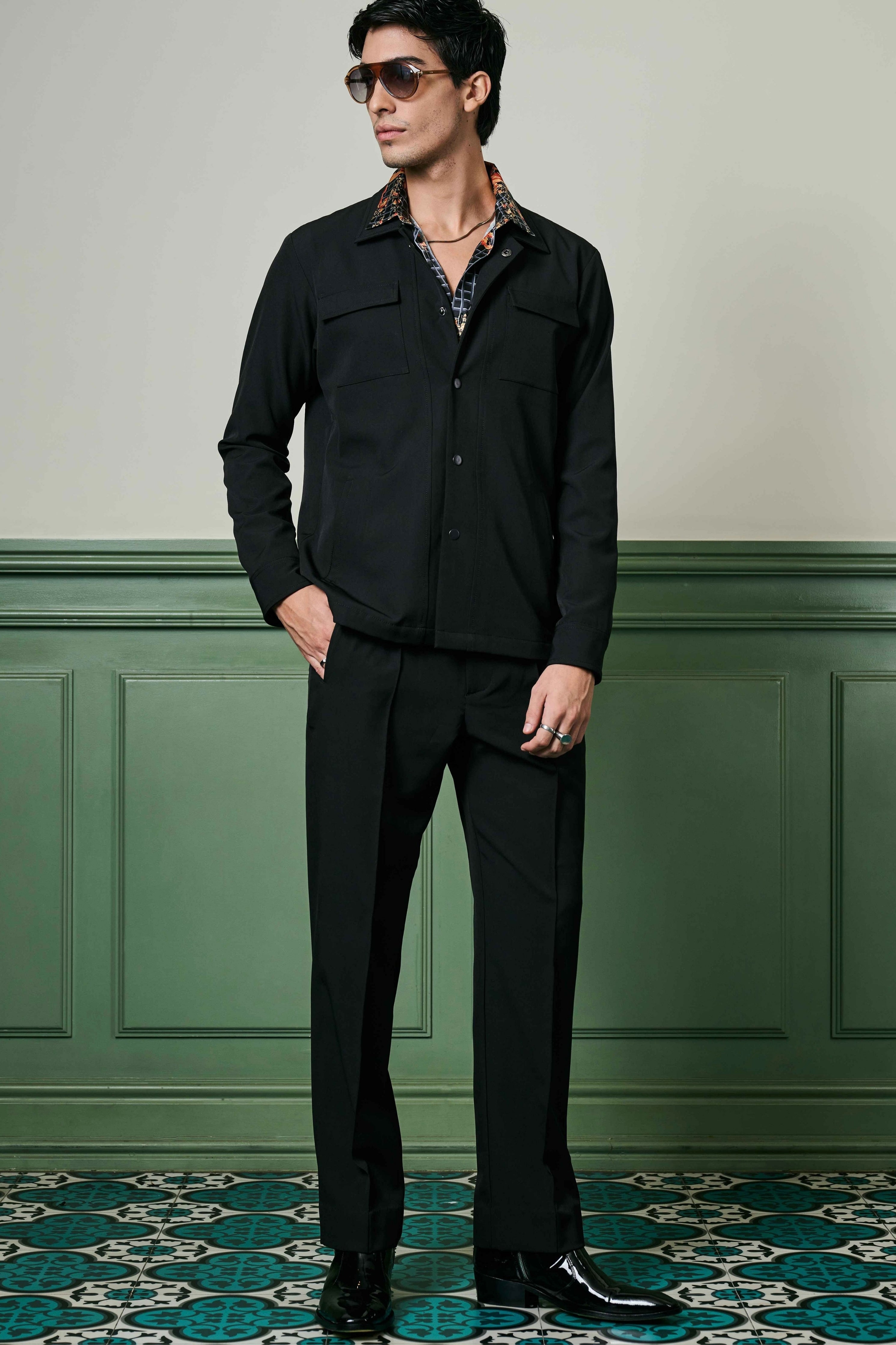 Black Banana Crepe Co-ord Set