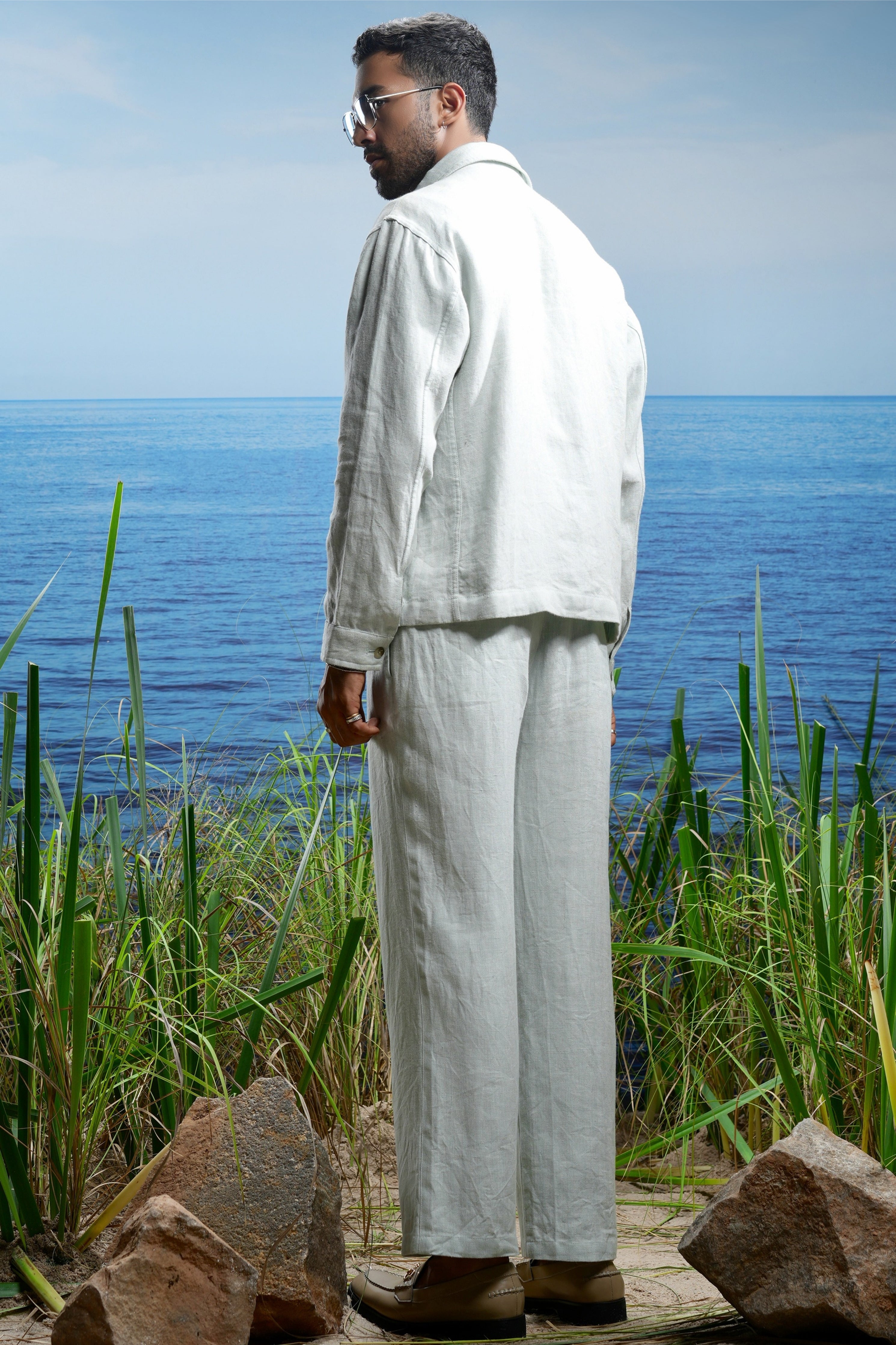 Sage Herringbone Linen Co-Ord Set