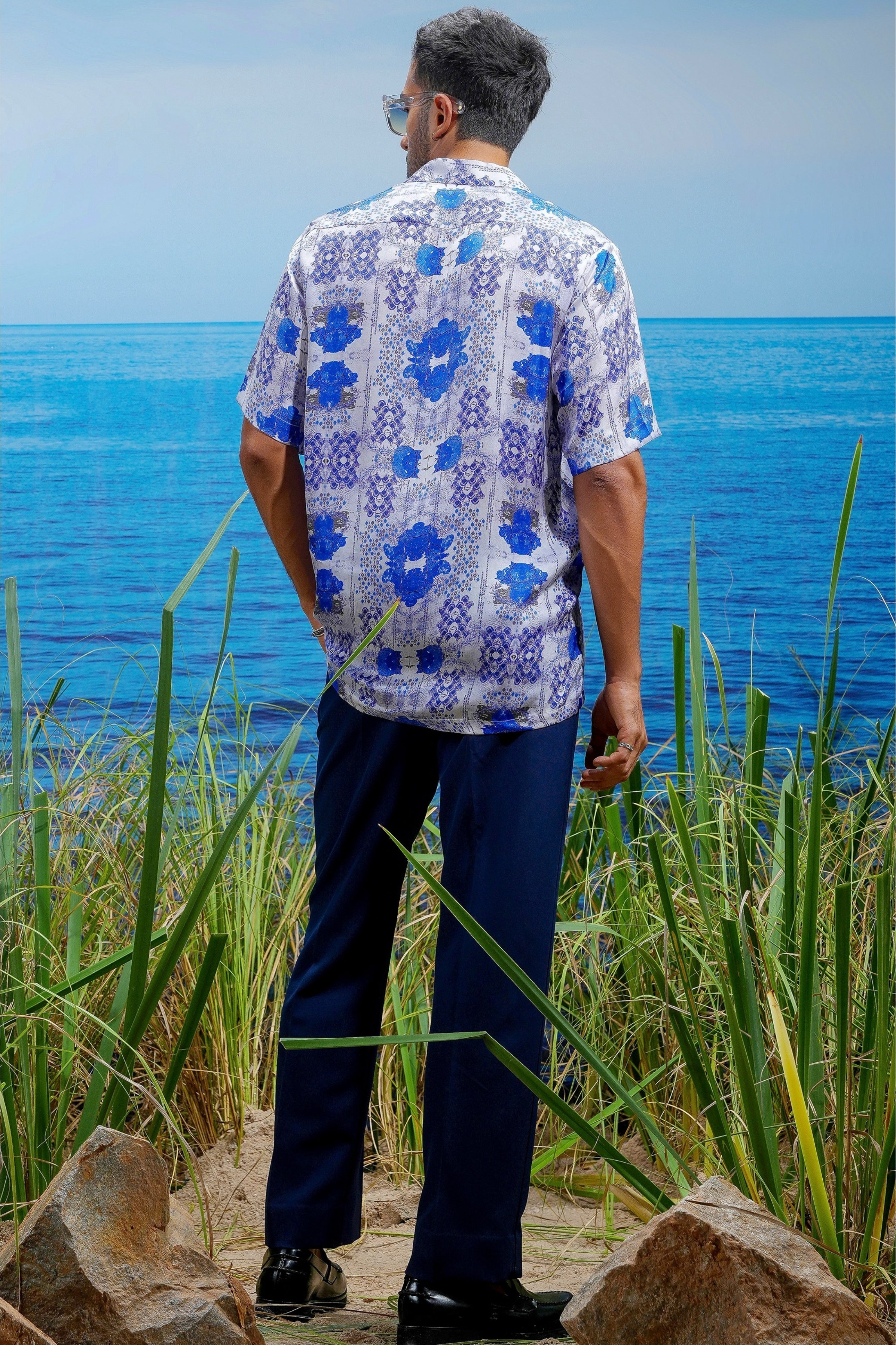 Indigo Riviera Habutai Silk Shirt