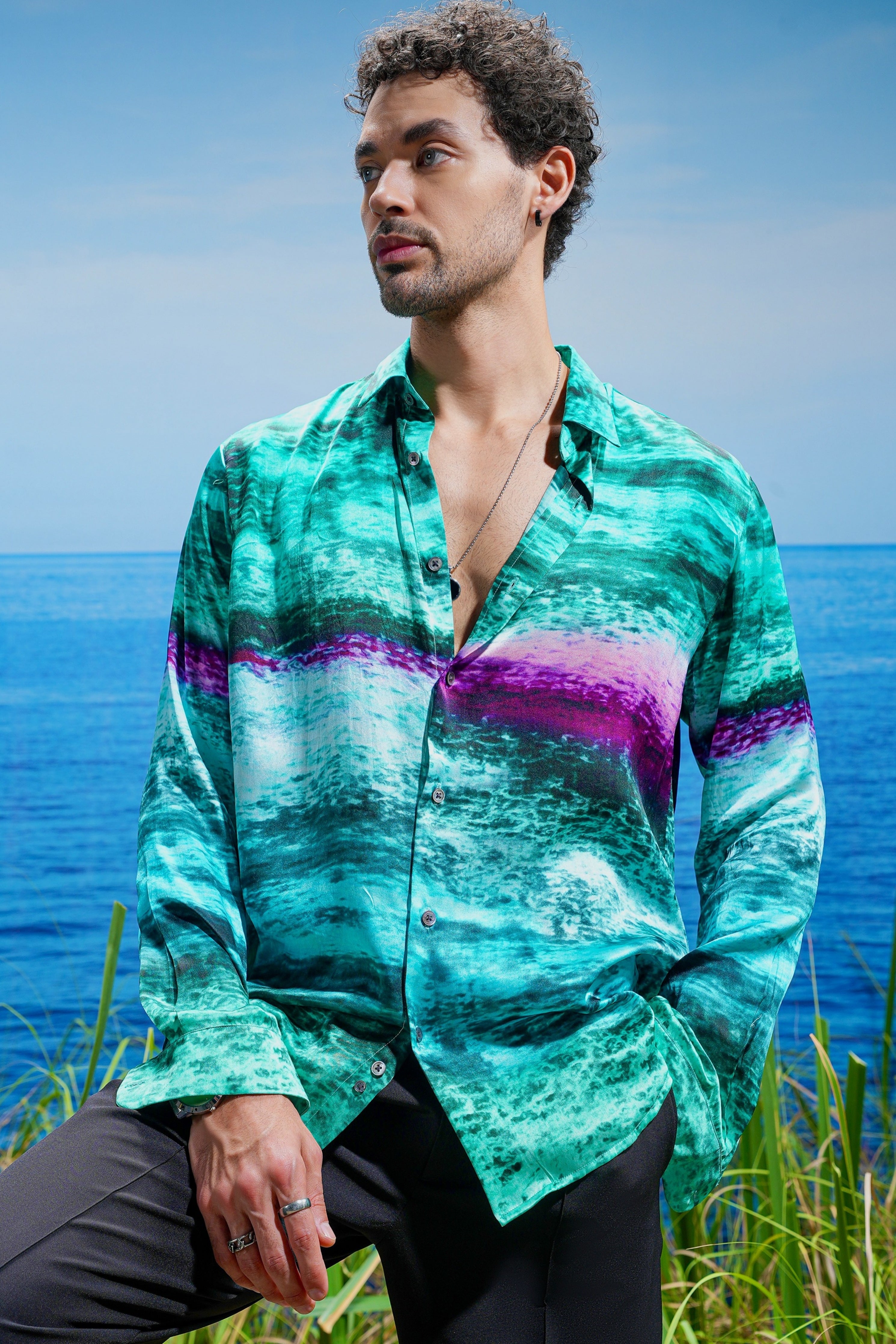 Emerald Abyss Habutai Silk Shirt