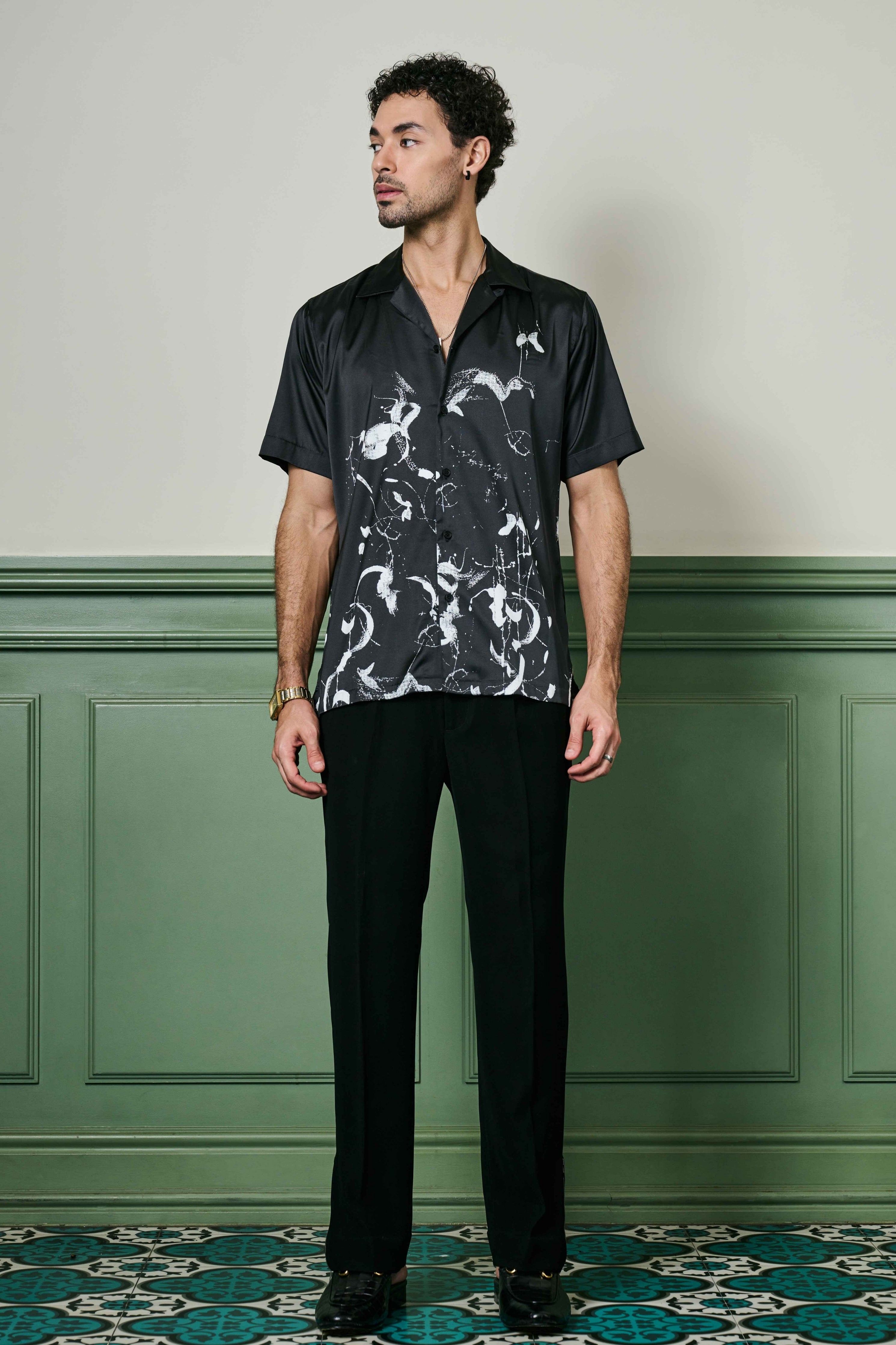 Nocturnal Brushstrokes Habutai Silk Shirt