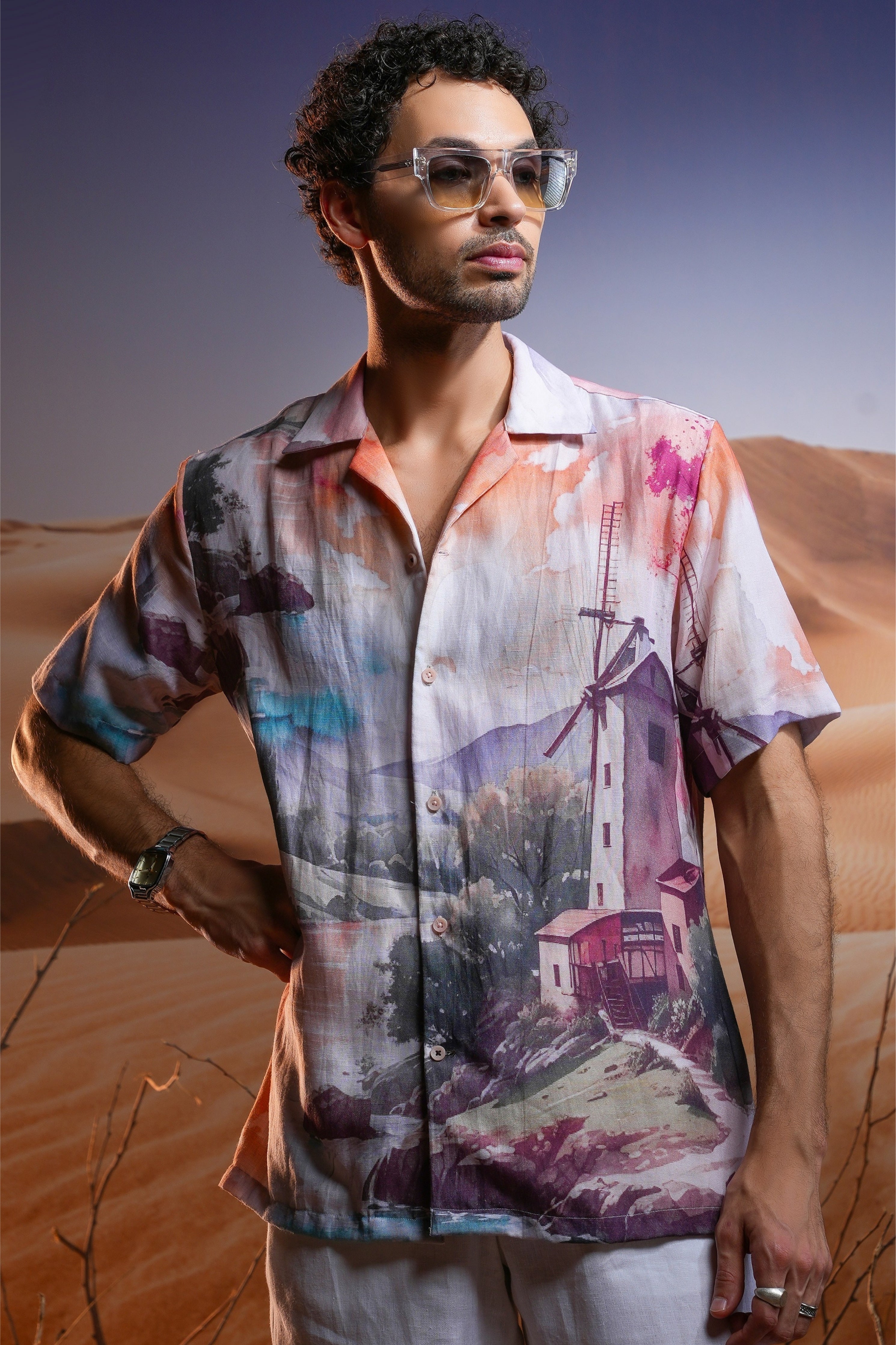 Portofino Sunset Linen Cuban Shirt