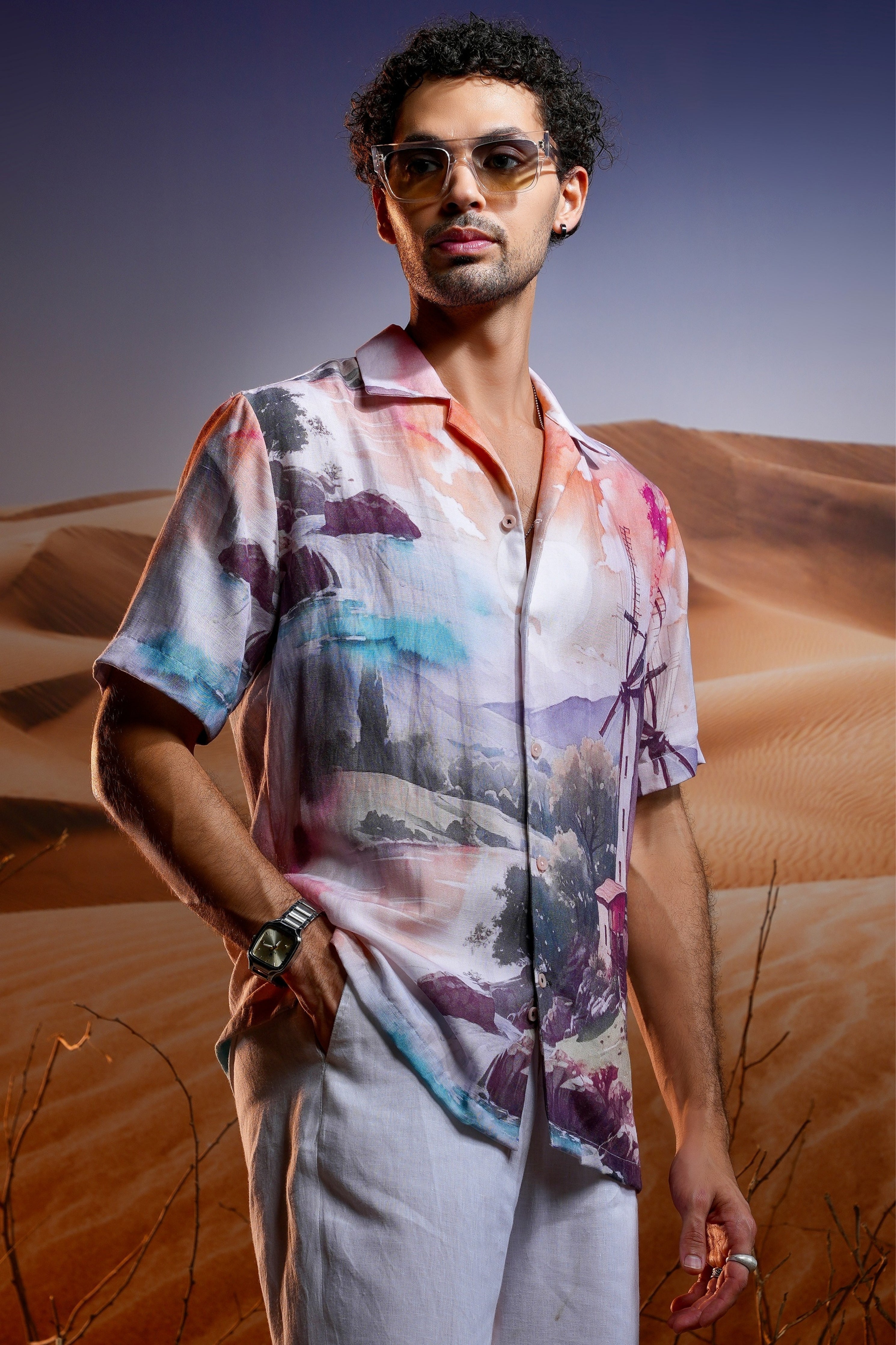 Portofino Sunset Linen Cuban Shirt