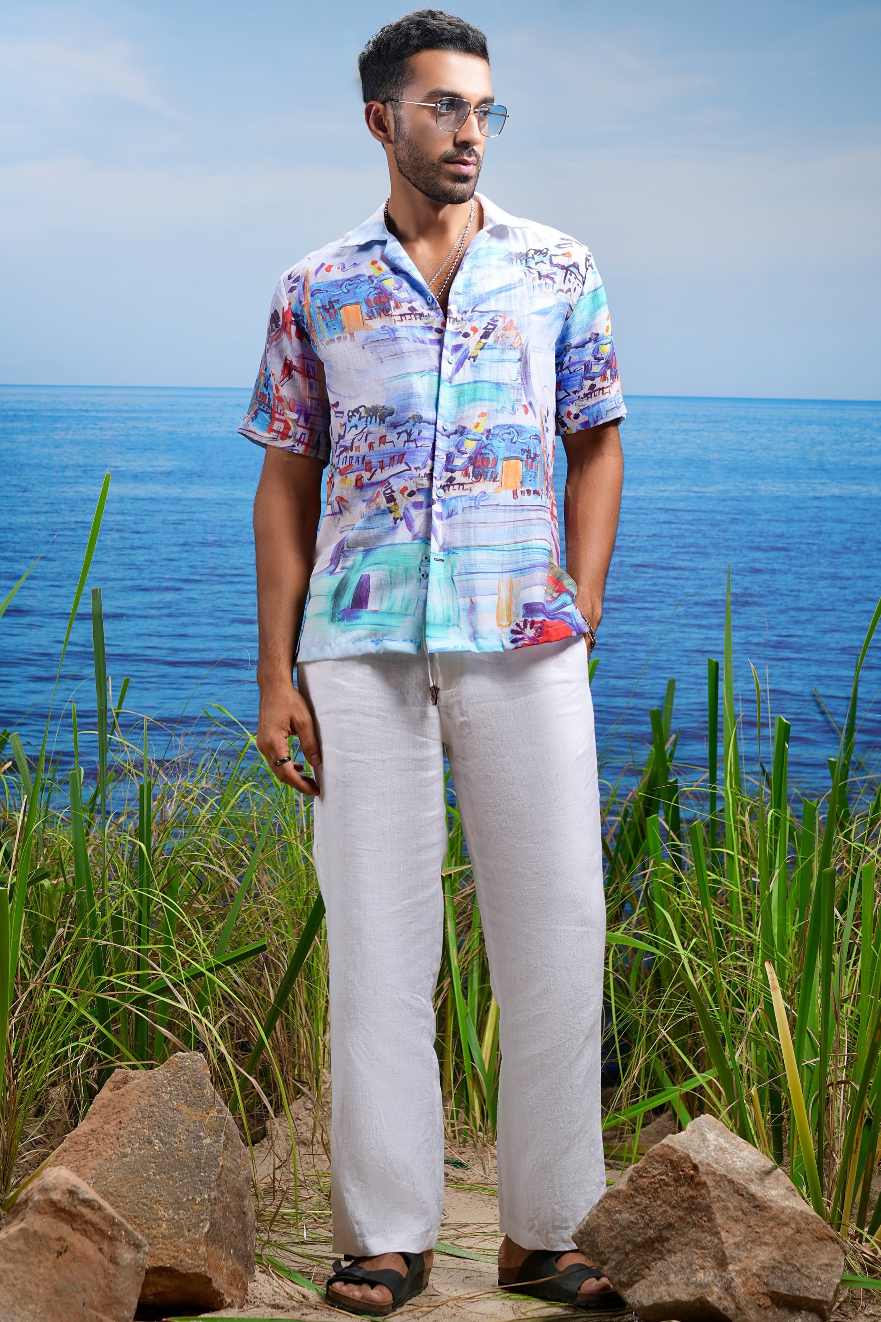 Amalfi Vista Linen Cuban Shirt