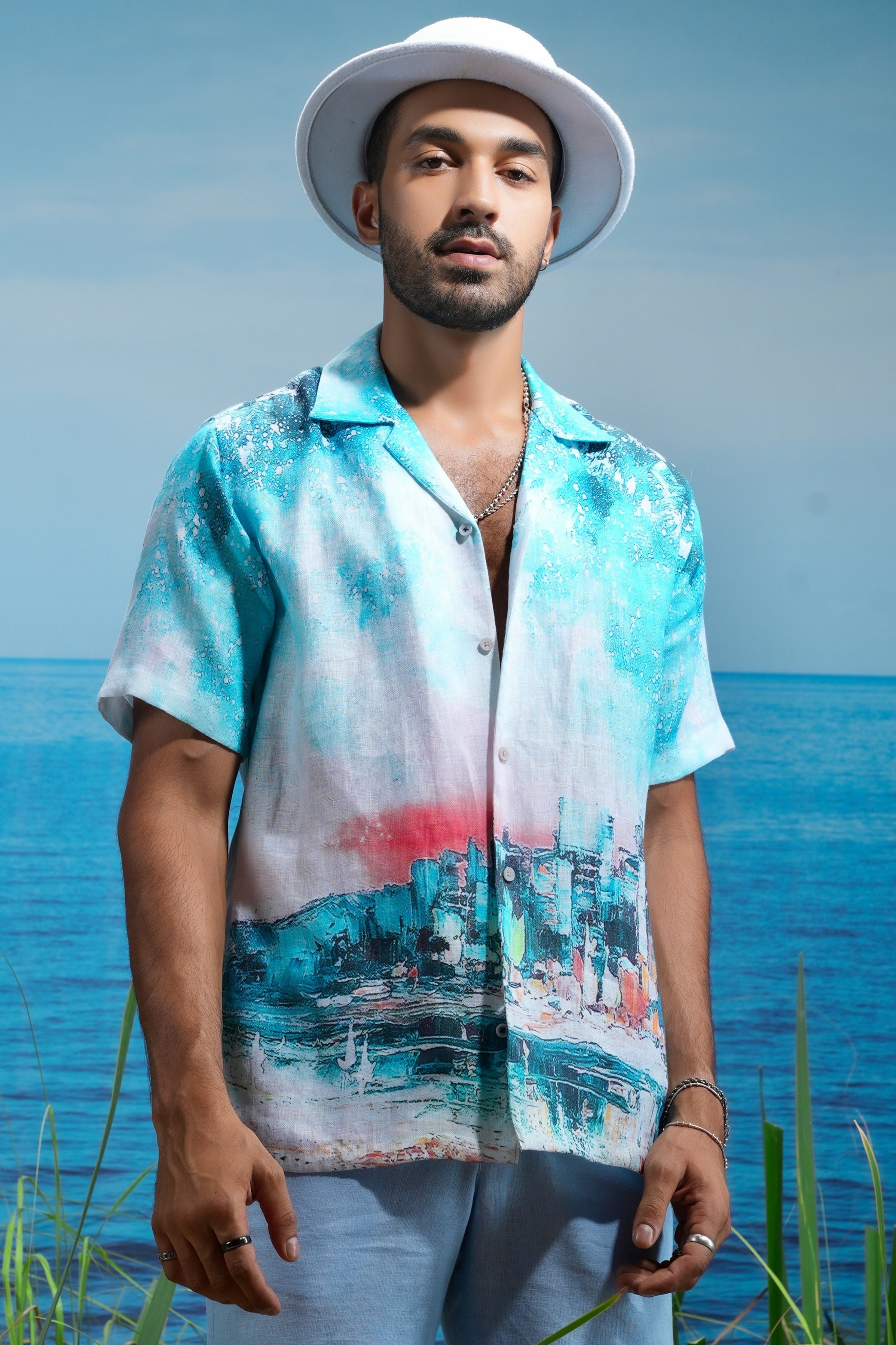 Summer Cityscape Linen Shirt