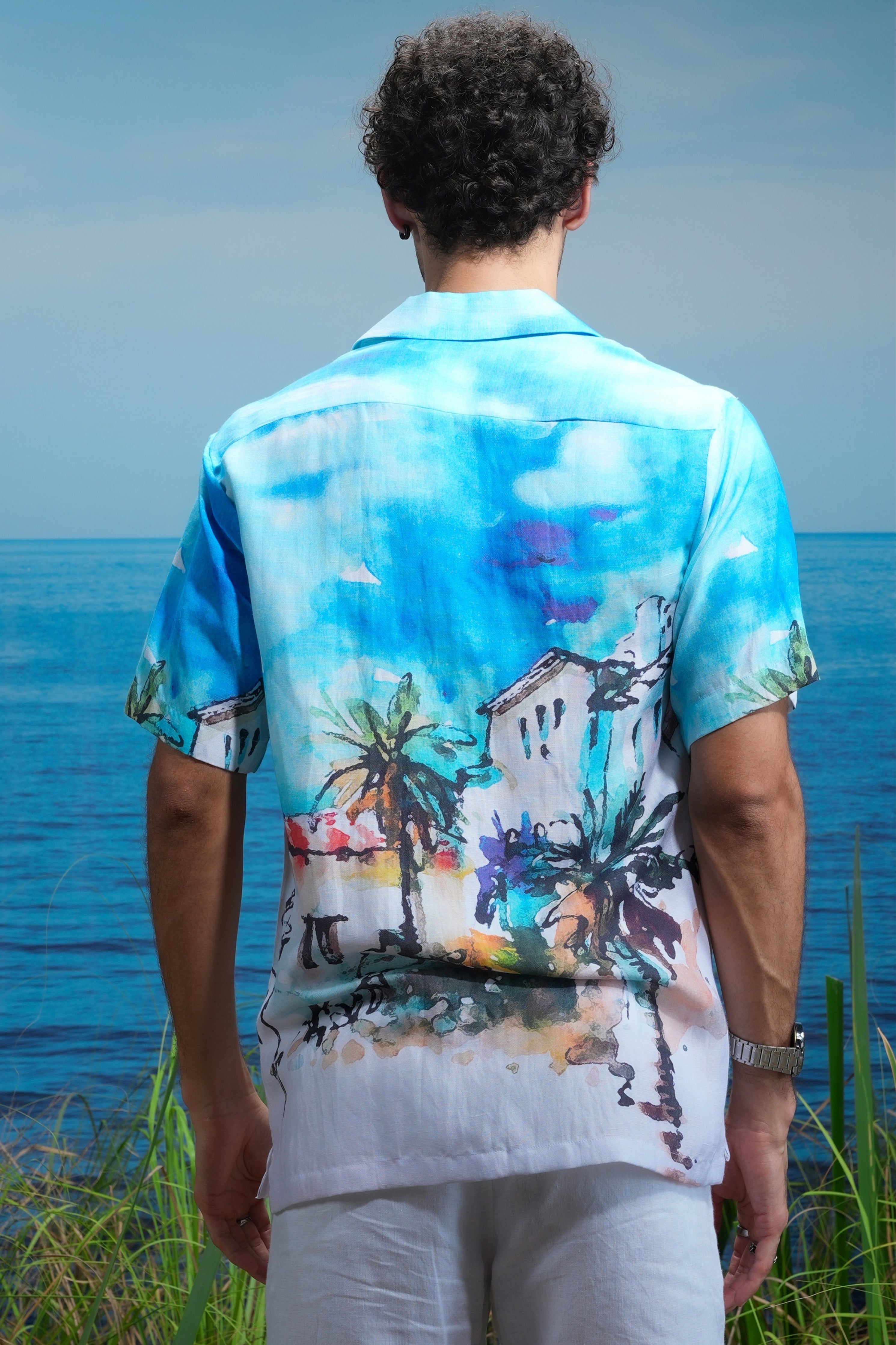 Santorini Dreams Linen Cuban Shirt