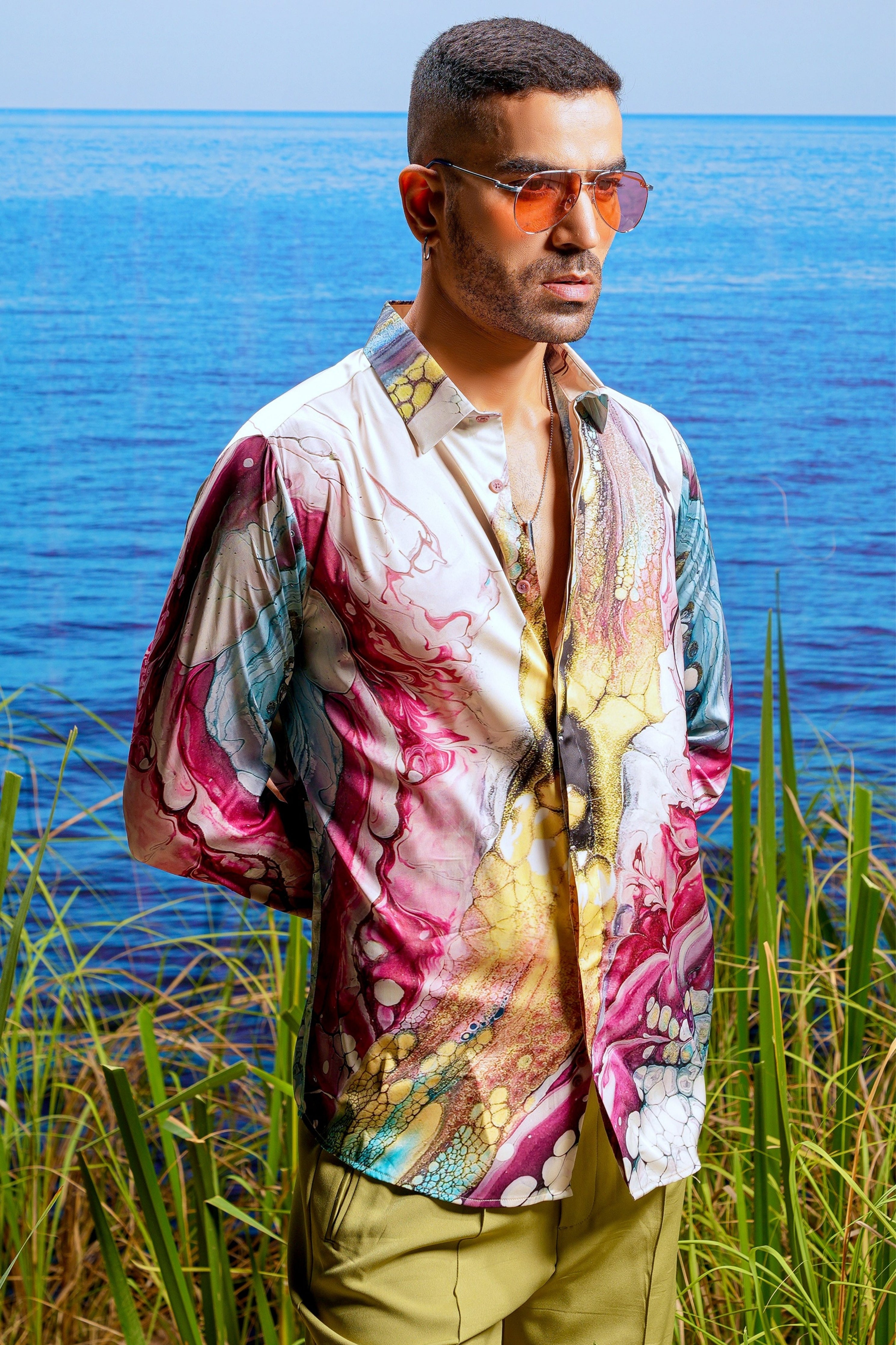 Crimson Abyss Habutai Silk Shirt