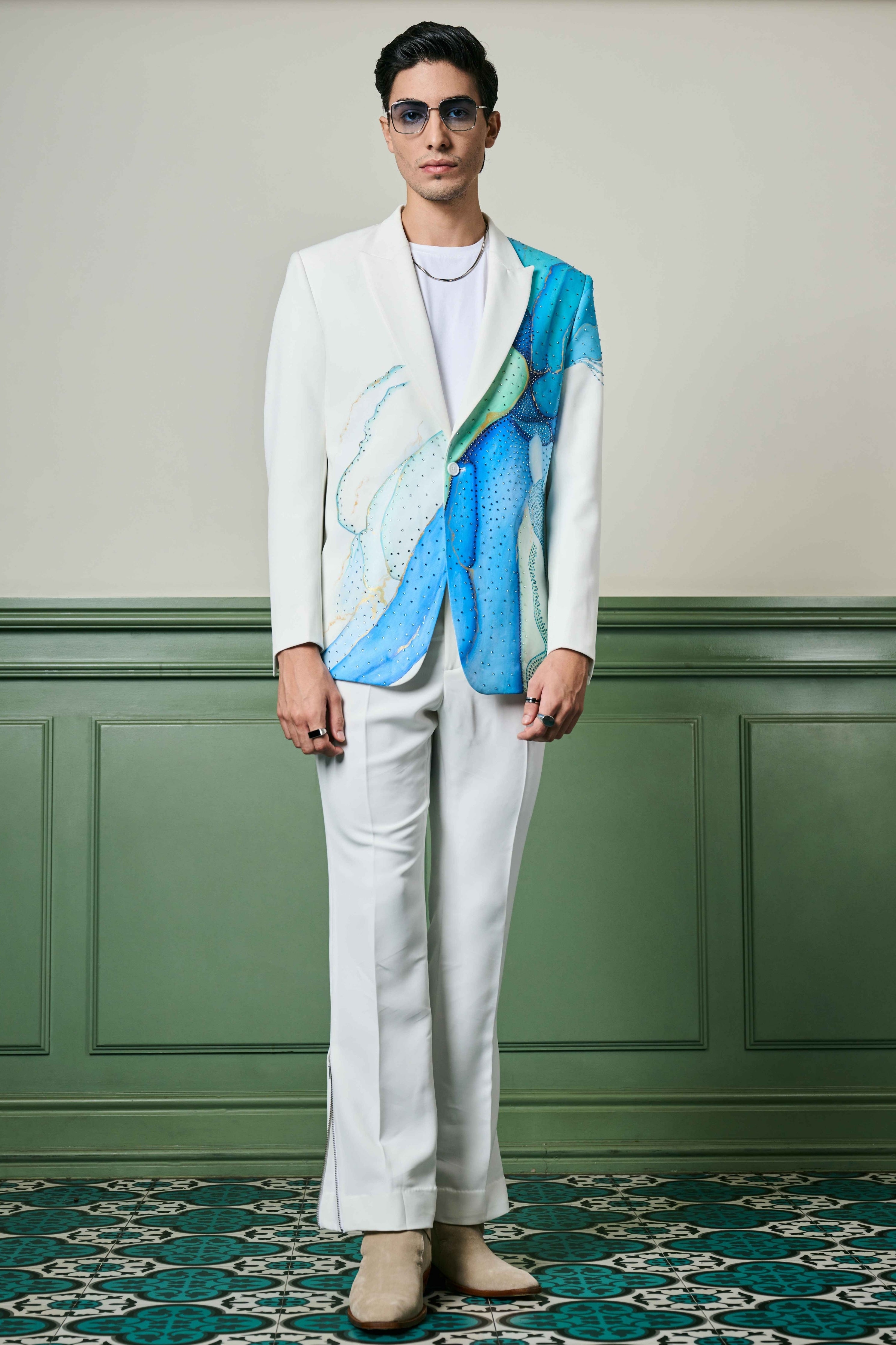Aqua Hand-Painted Ceremonial Suit