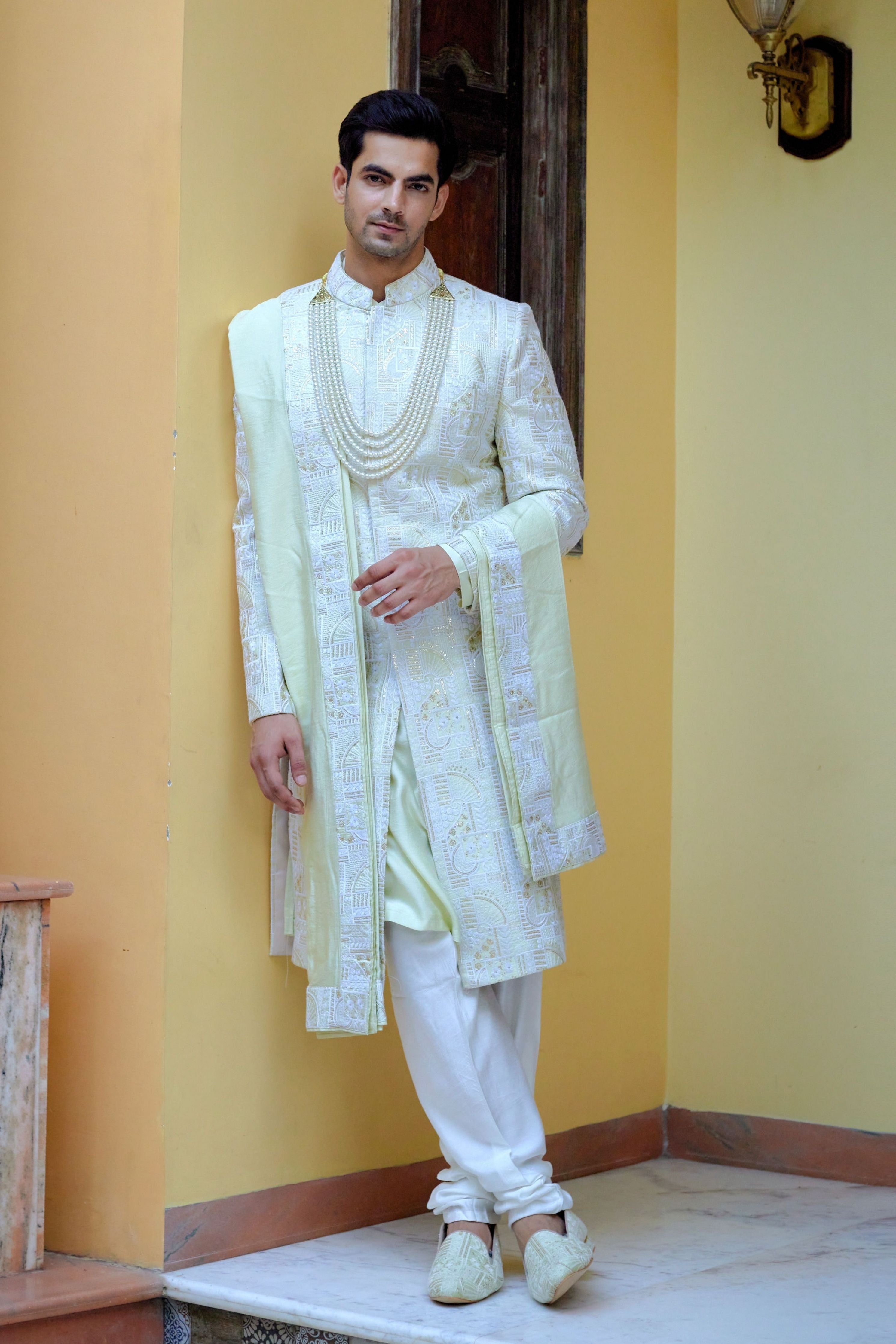 Zahid Sherwani Mint Green