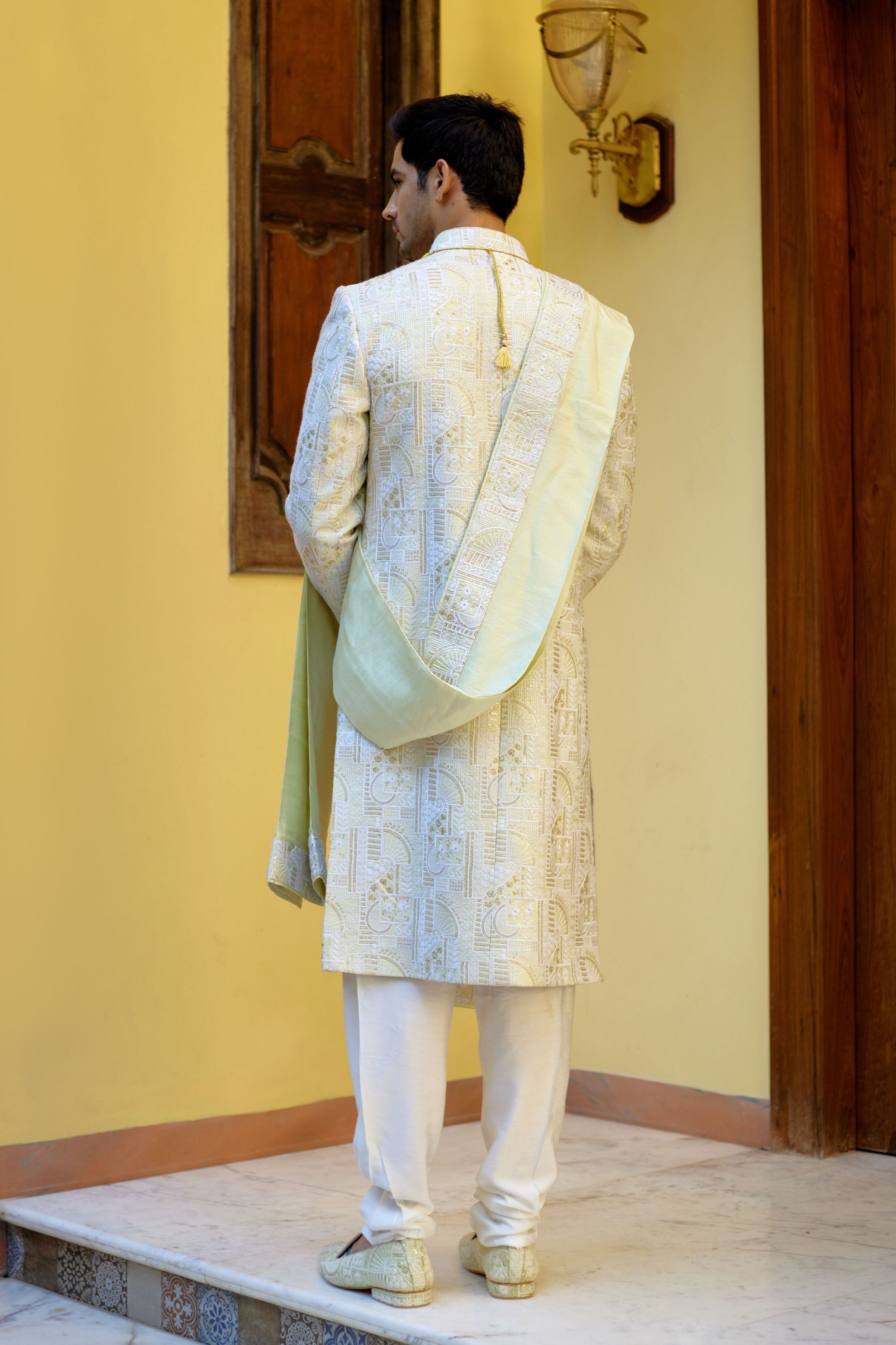 Zahid Sherwani Mint Green