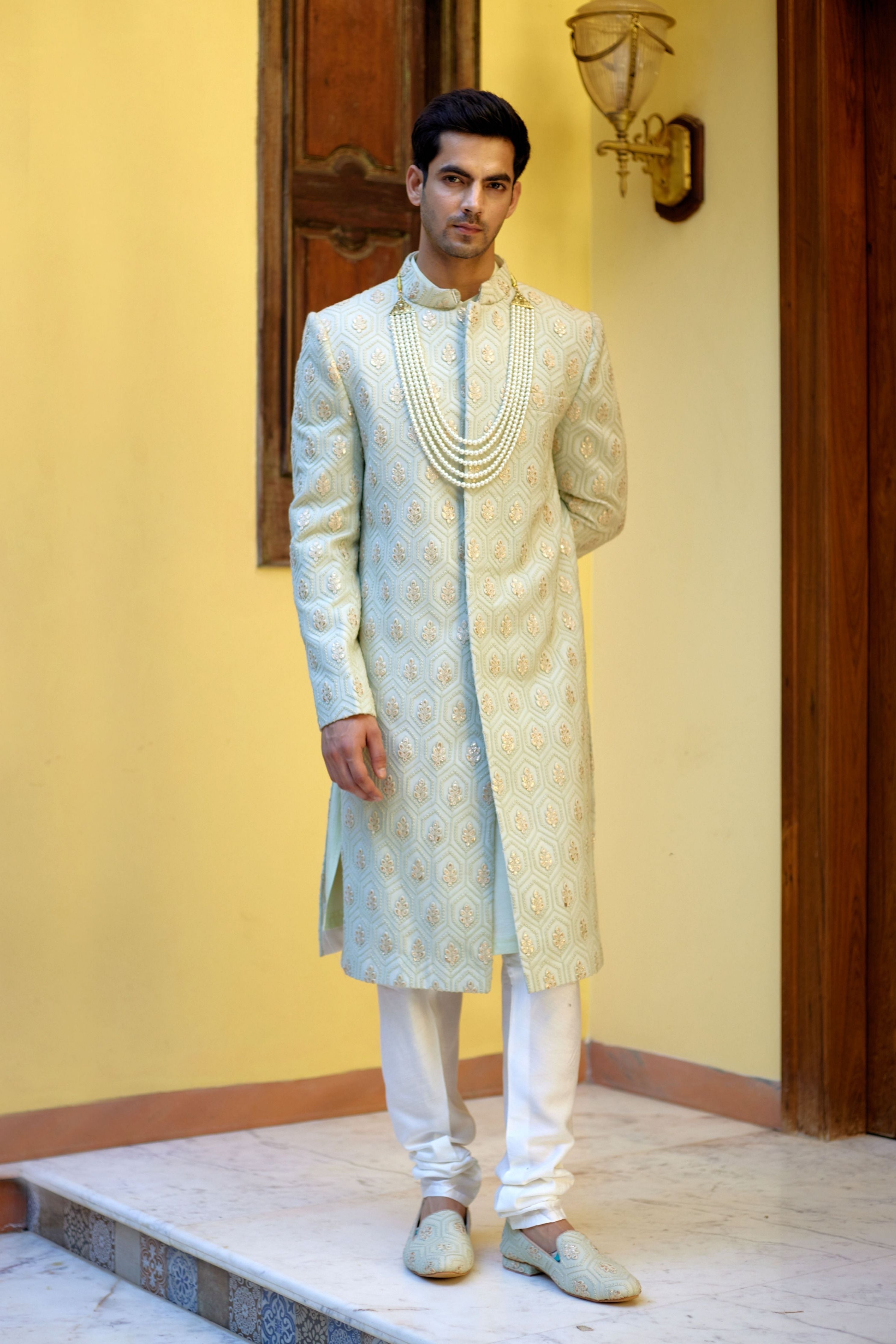 Fahad Sherwani Mint Green