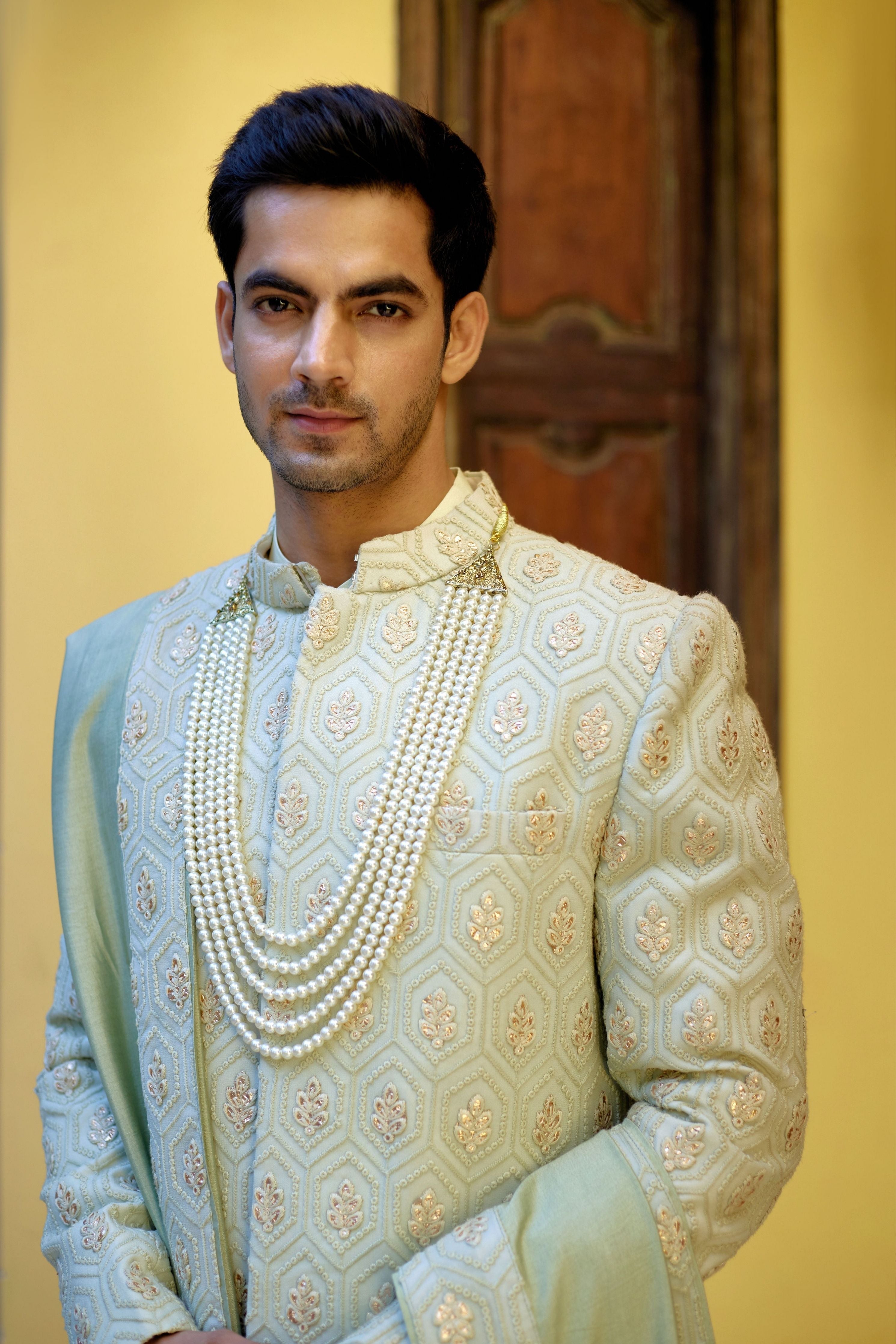 Fahad Sherwani Mint Green