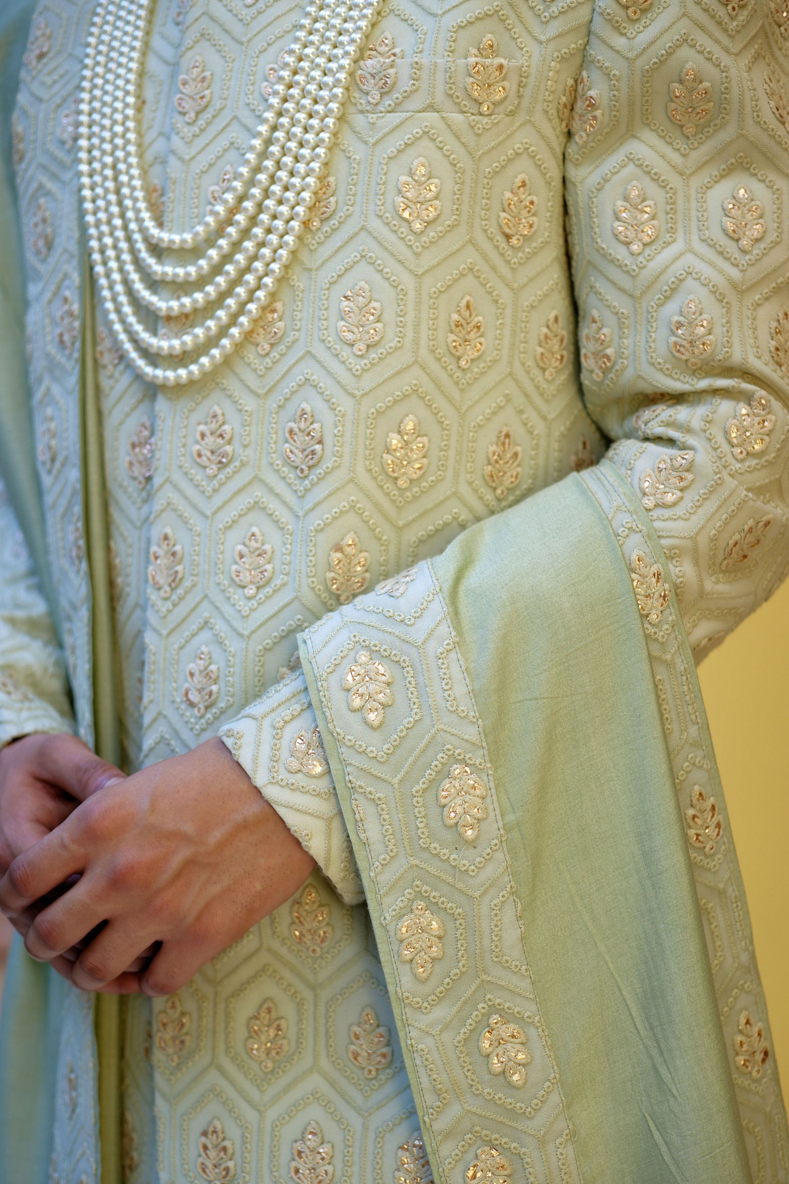 Fahad Sherwani Mint Green