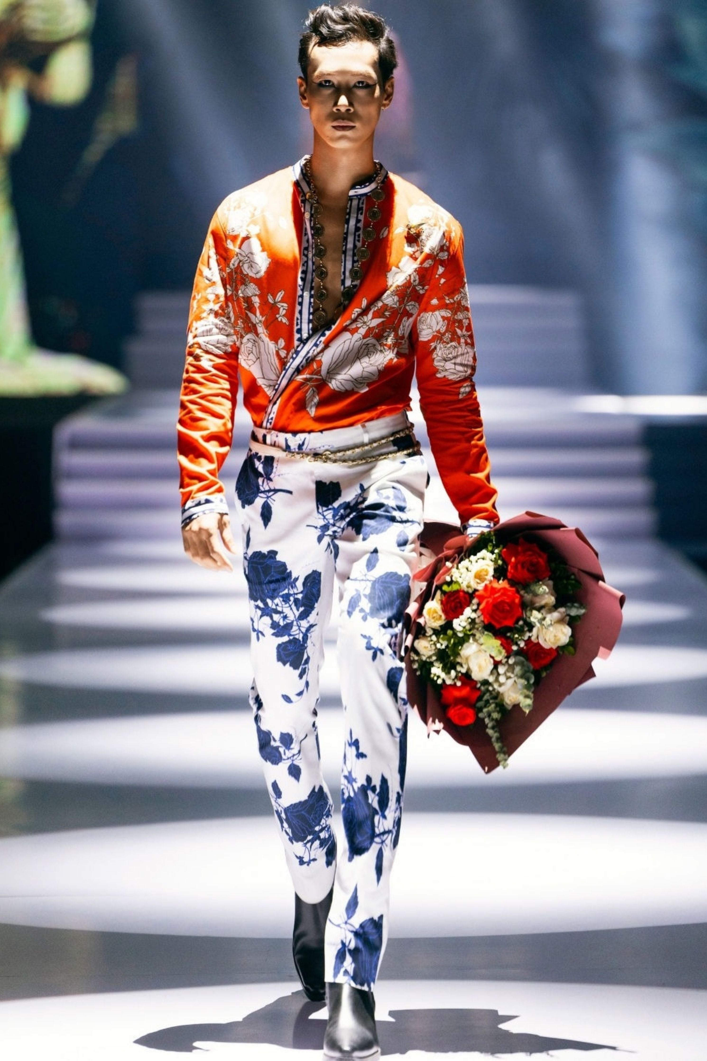 Blue Rose All-over Printed Trousers