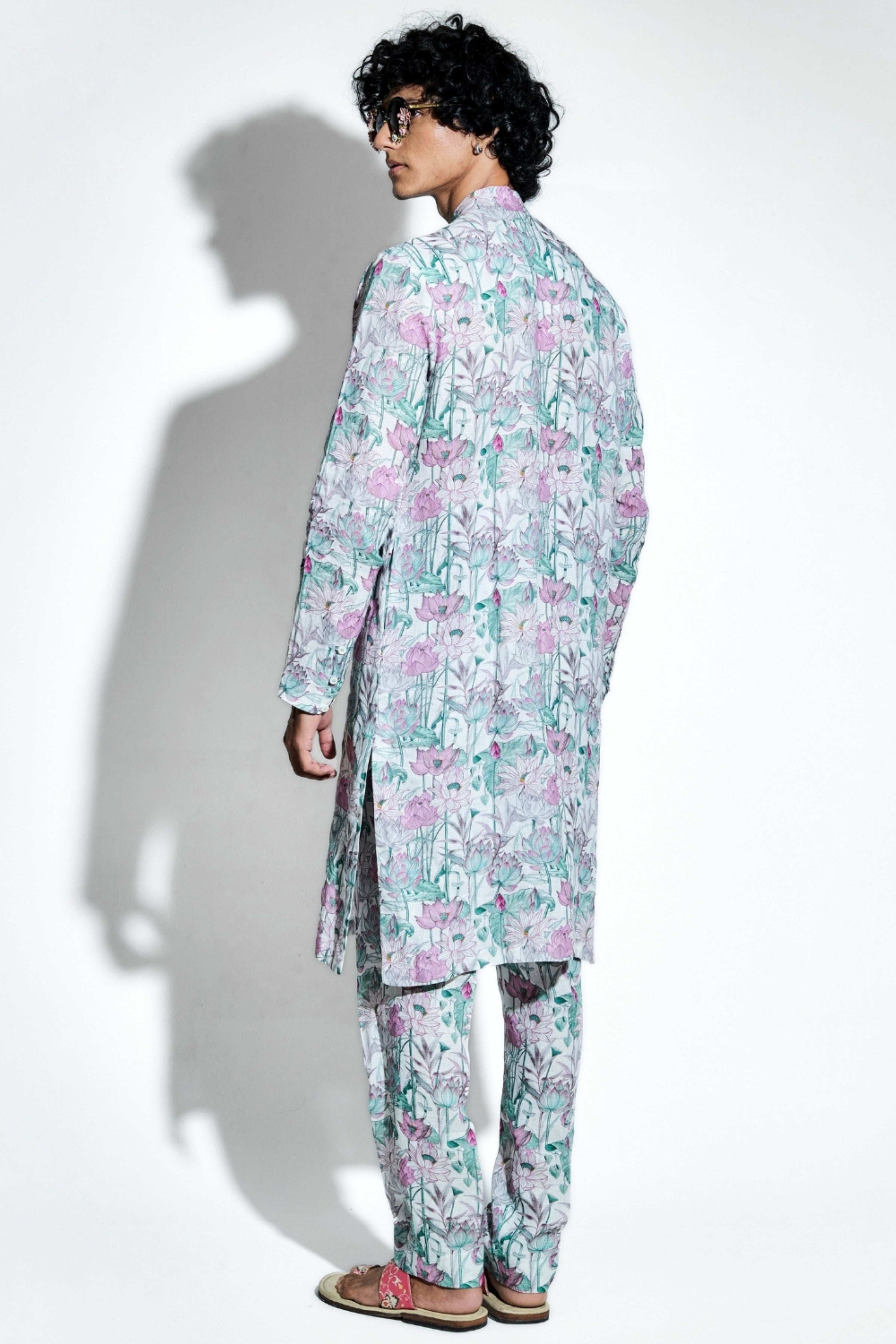 Gautama Lotus Printed Linen Coord Set