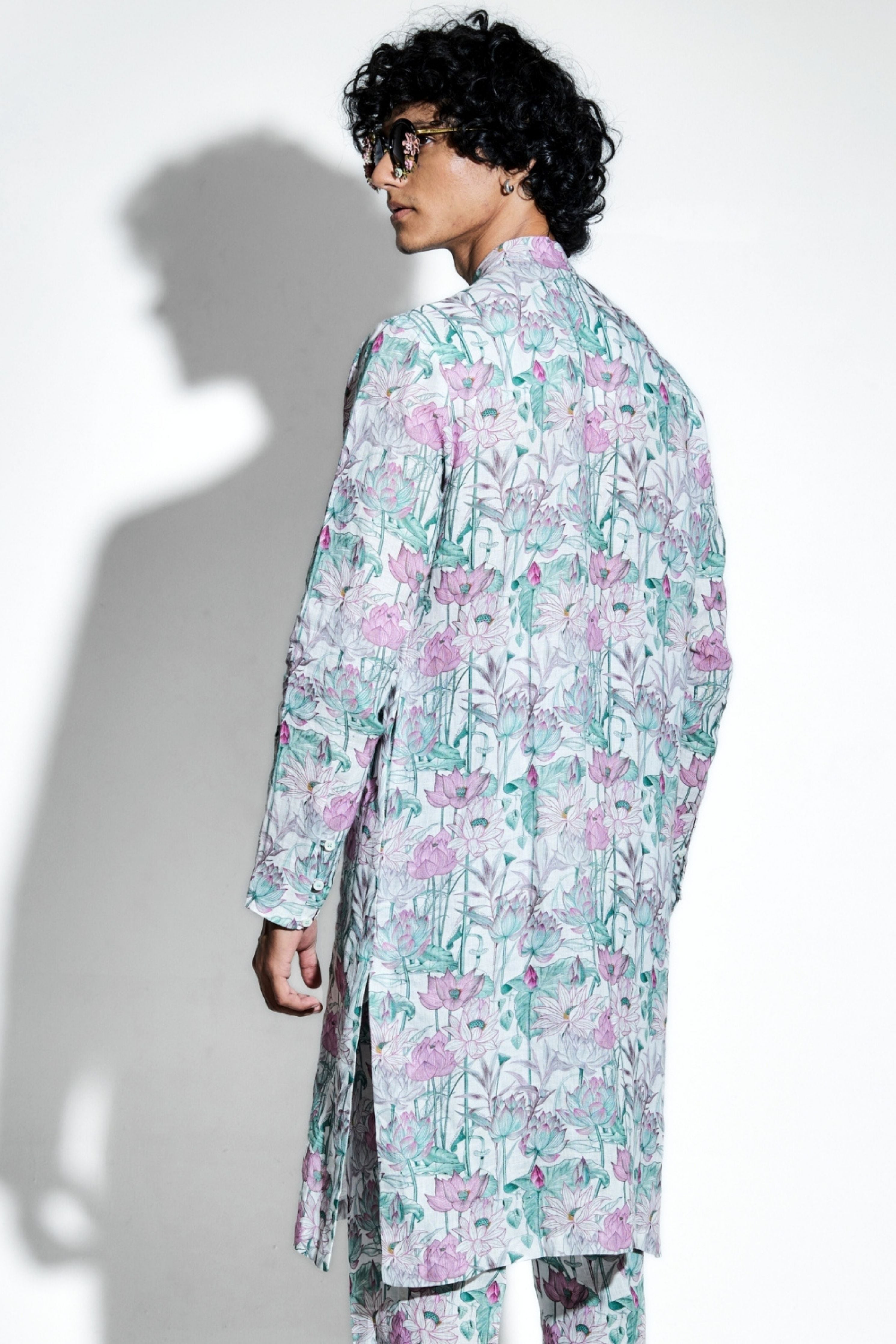 Gautama Lotus Printed Linen Coord Set