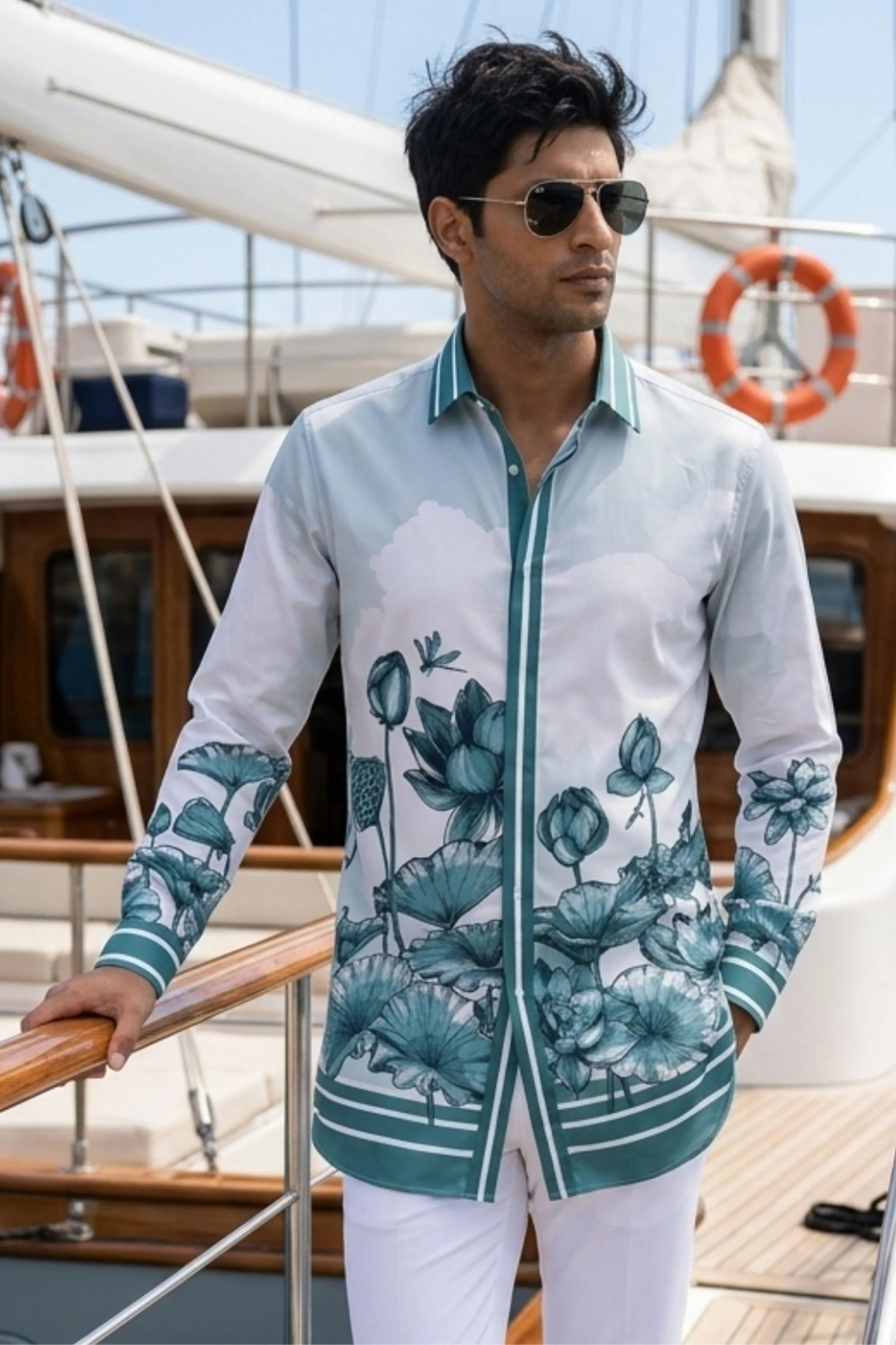 Lotus Blume Grey Printed Shirt