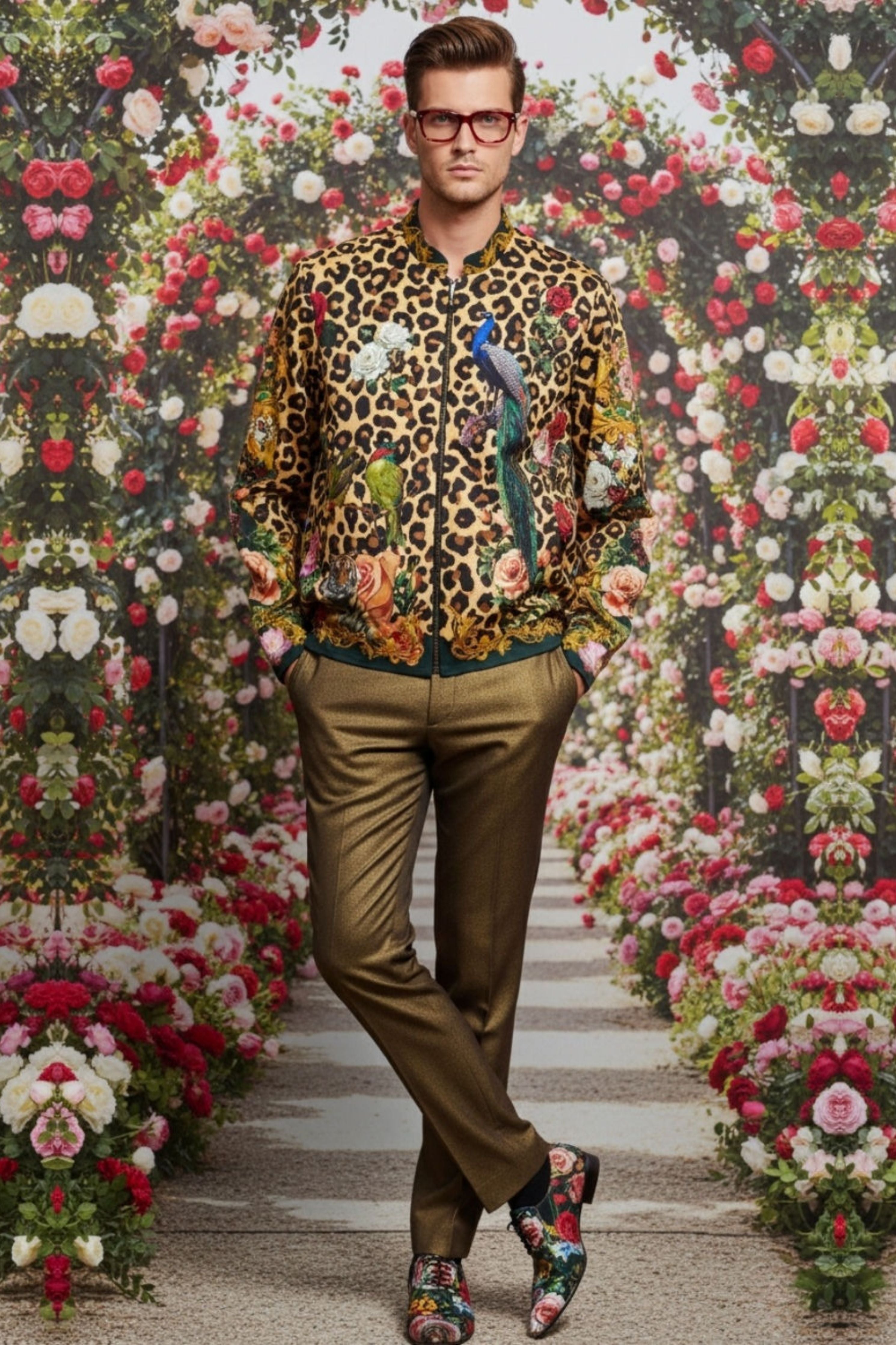 Twilight Leopard Printed Bomber Jacket