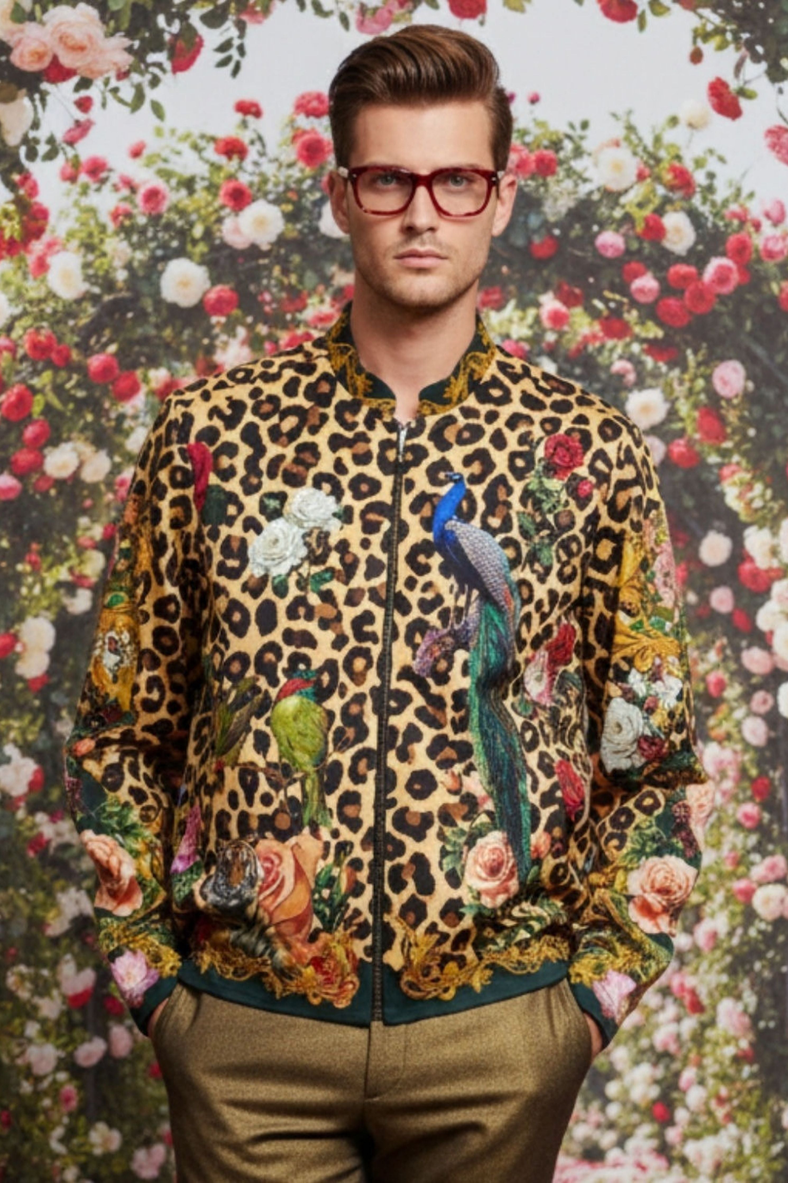 Twilight Leopard Printed Bomber Jacket