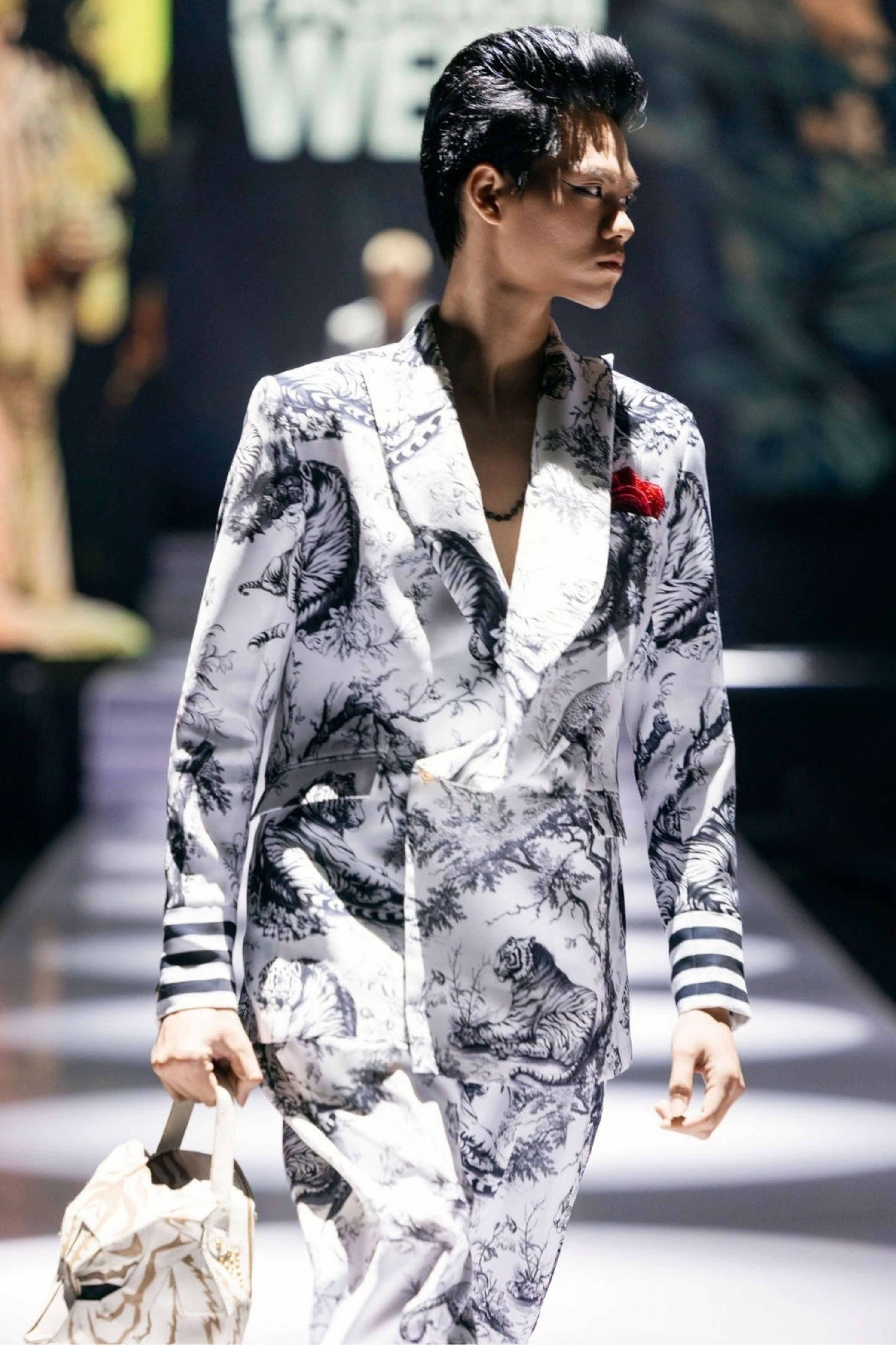 Daryl White Double Breasted Printed Suit