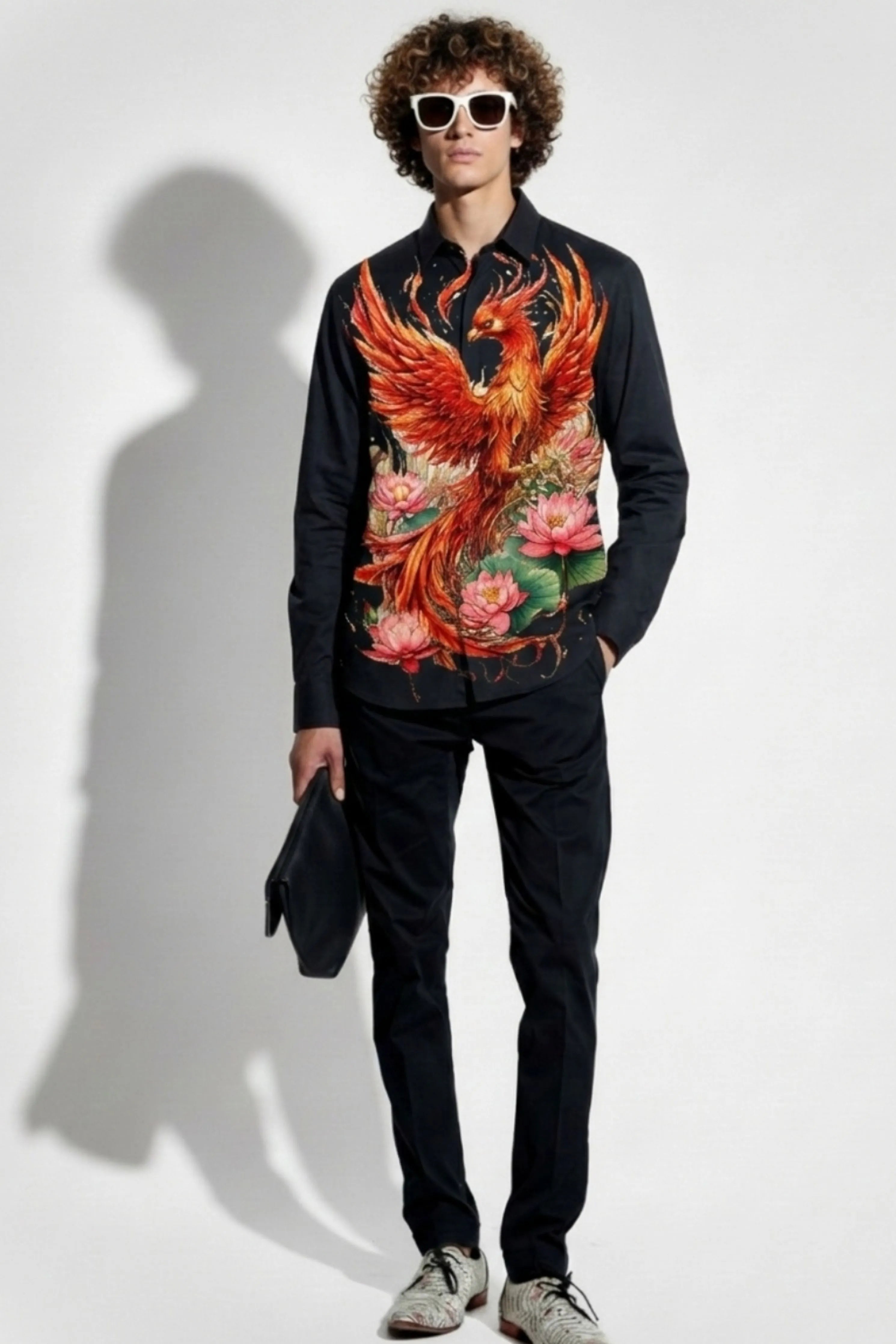Falcon Black Engineered Printed Shirt