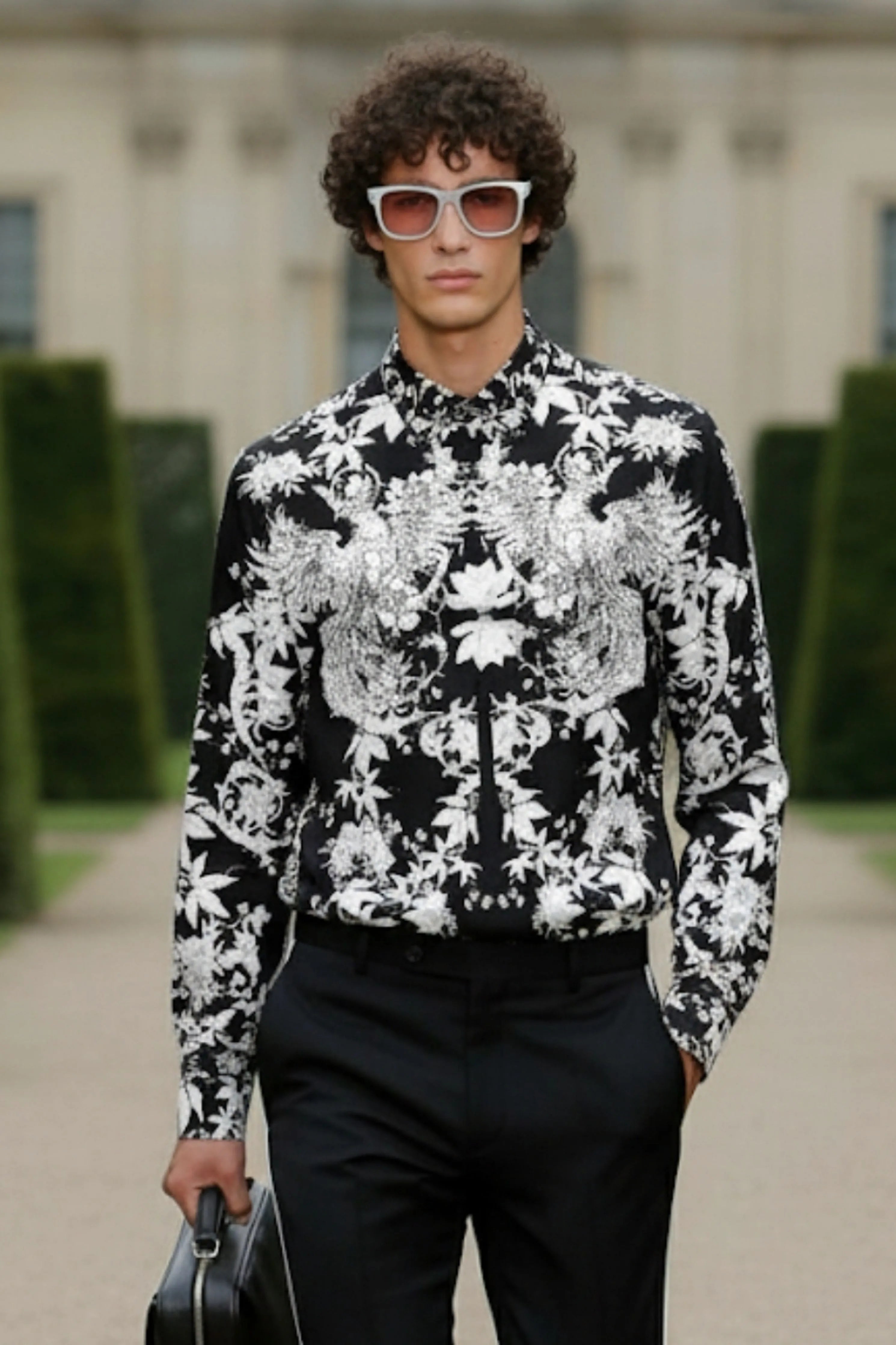 Fawkes Black Engineered Printed Shirt