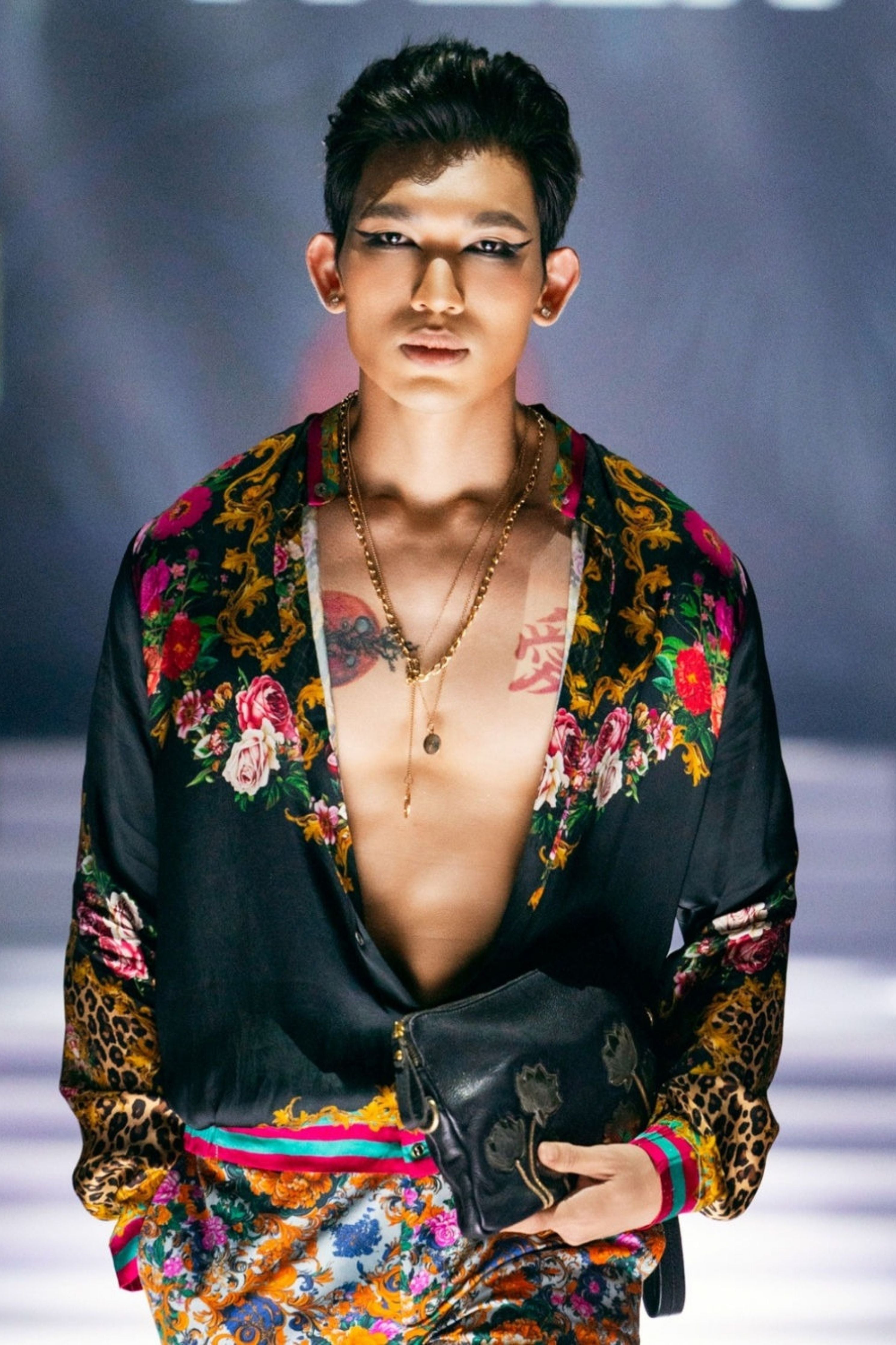 Samrat Black Engineered Printed Shirt