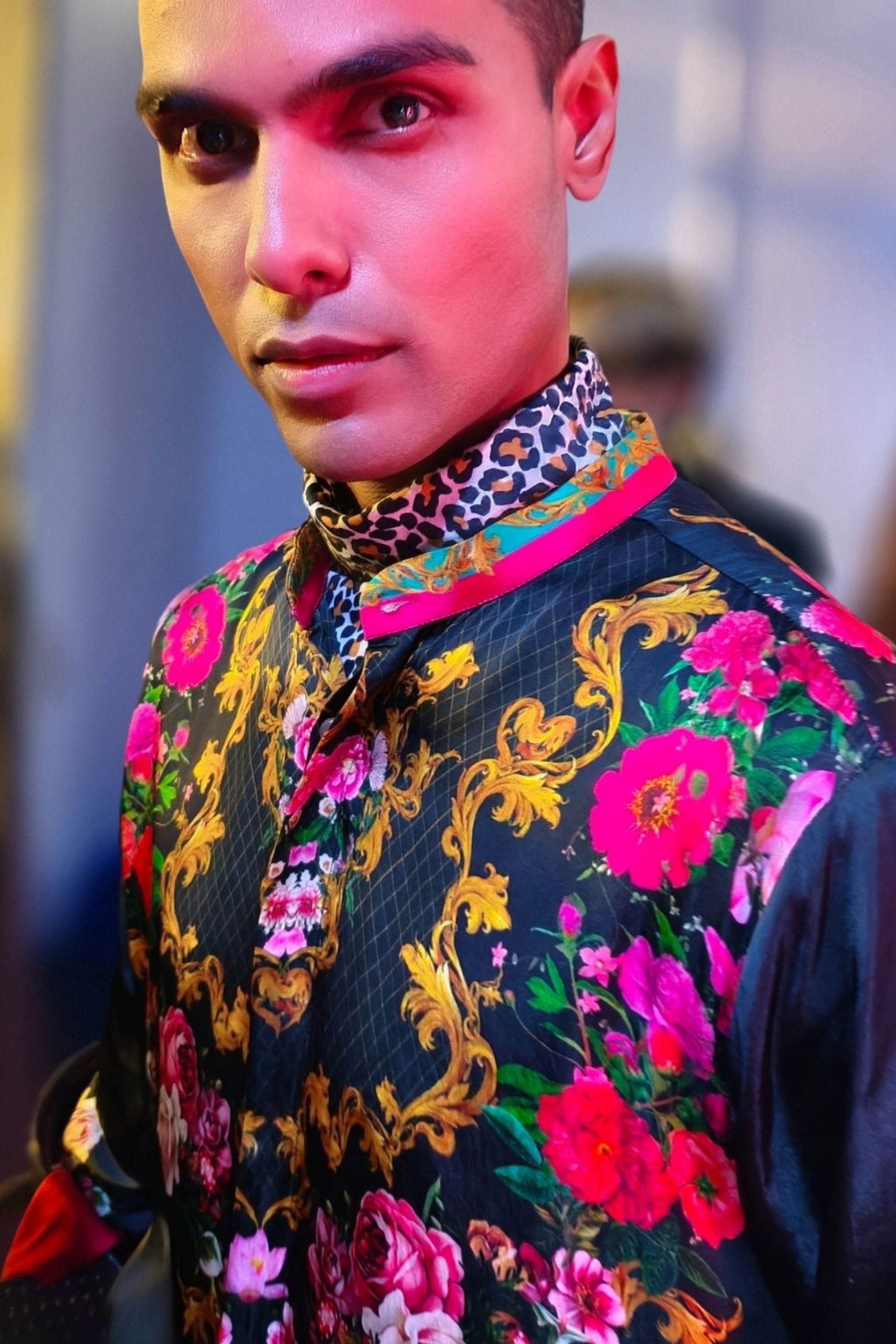 Samrat Black Engineered Printed Shirt