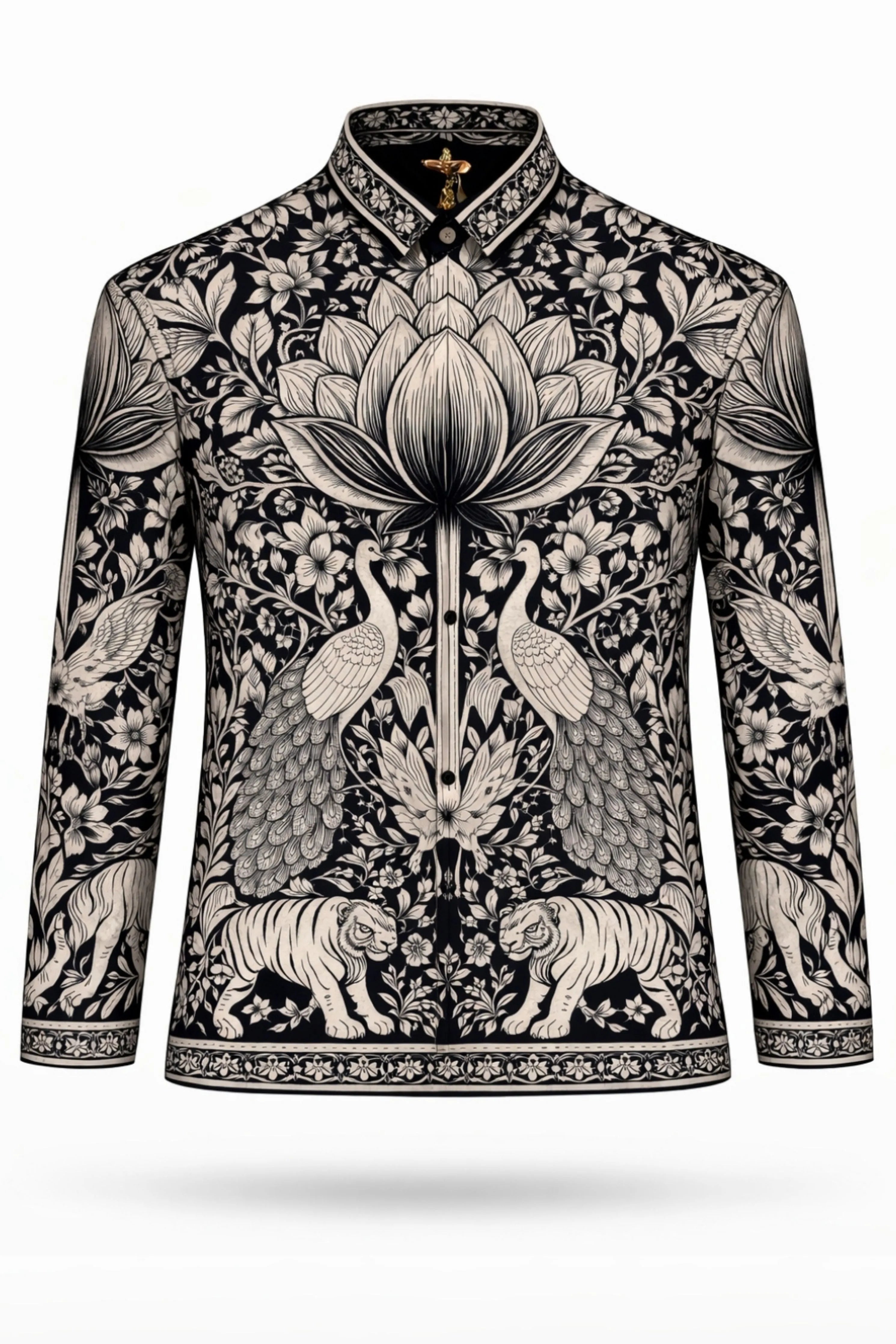 Phlick Black Engineered Printed Shirt