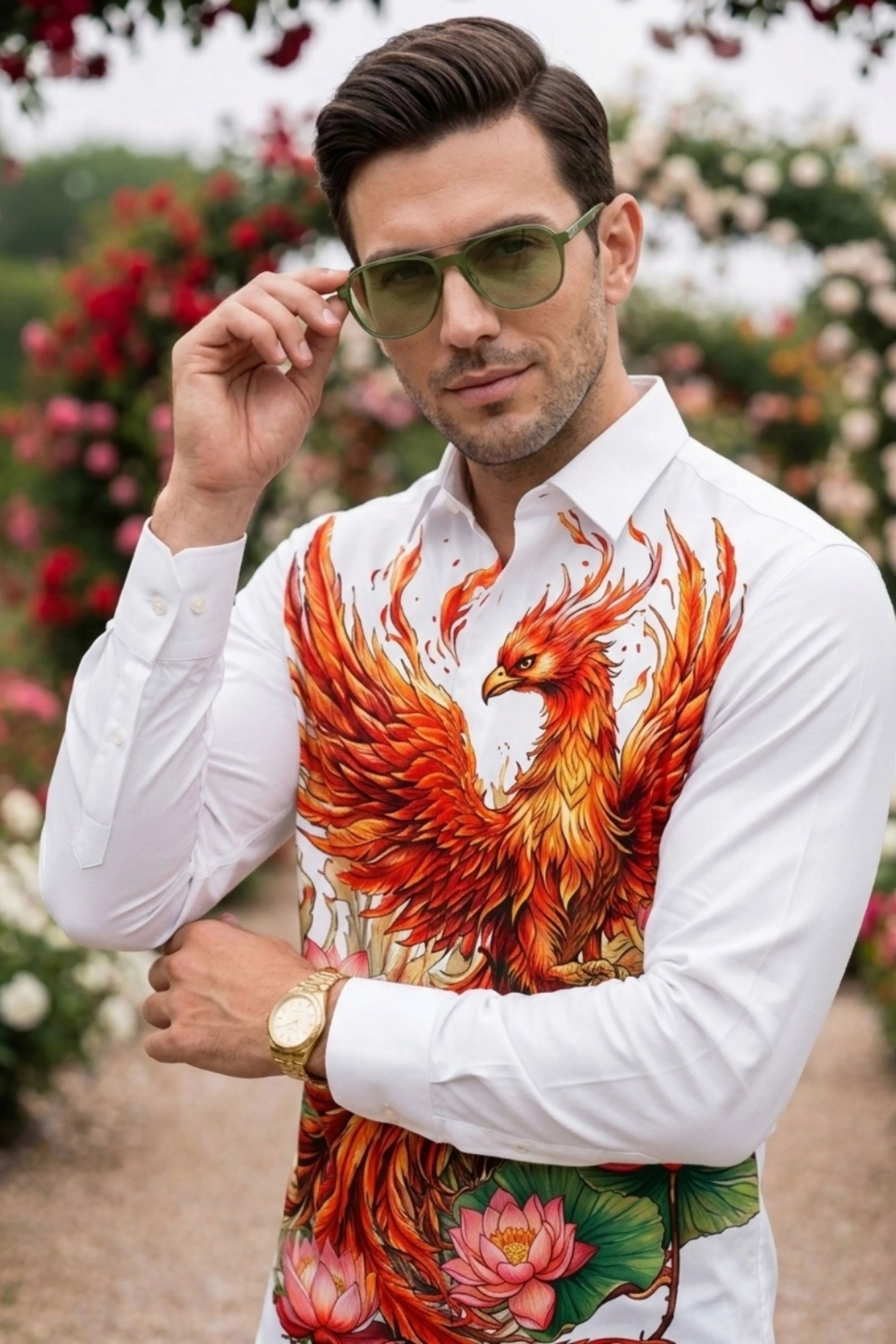 Falcon White Engineered Printed Shirt