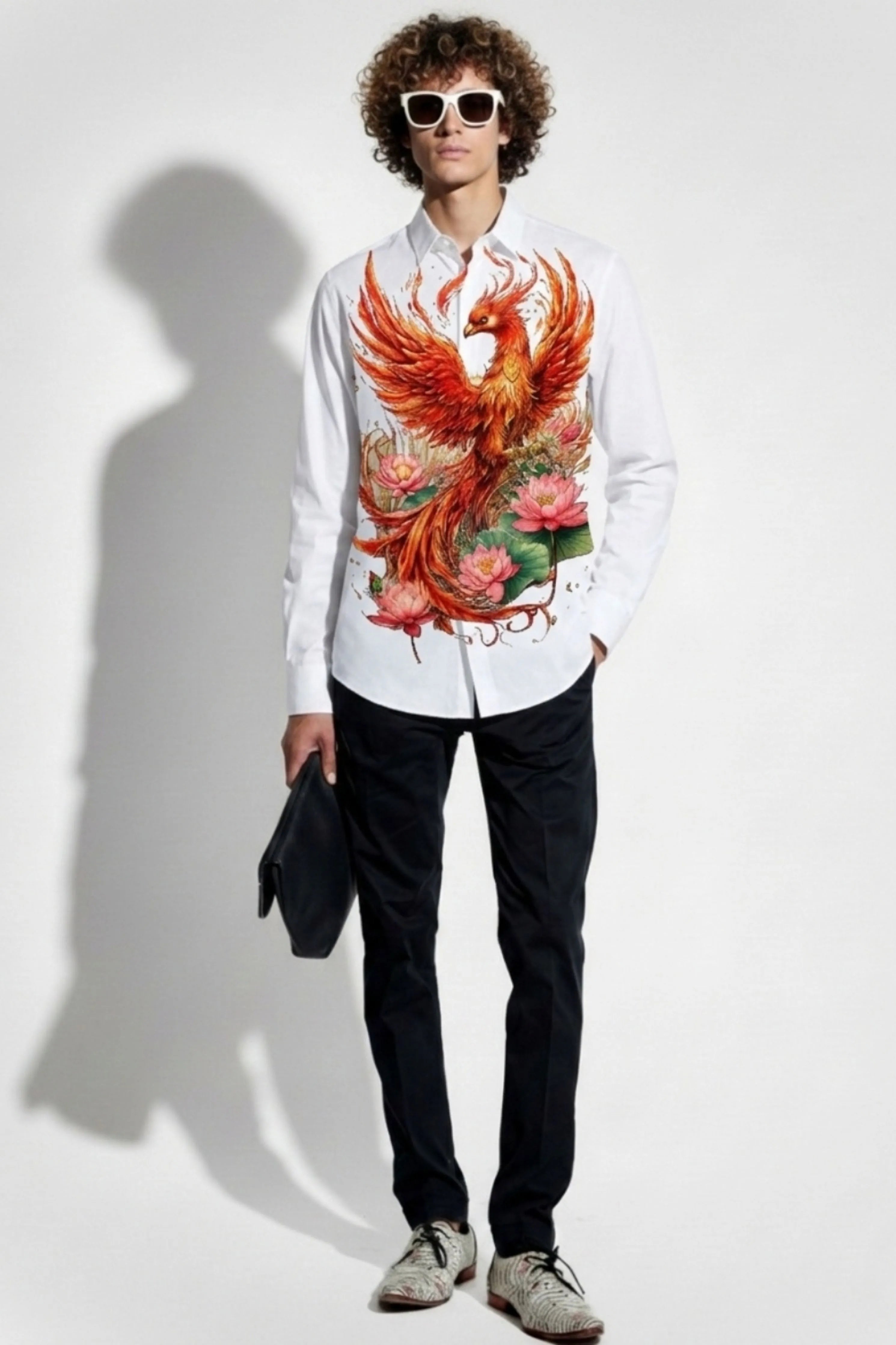 Falcon White Engineered Printed Shirt