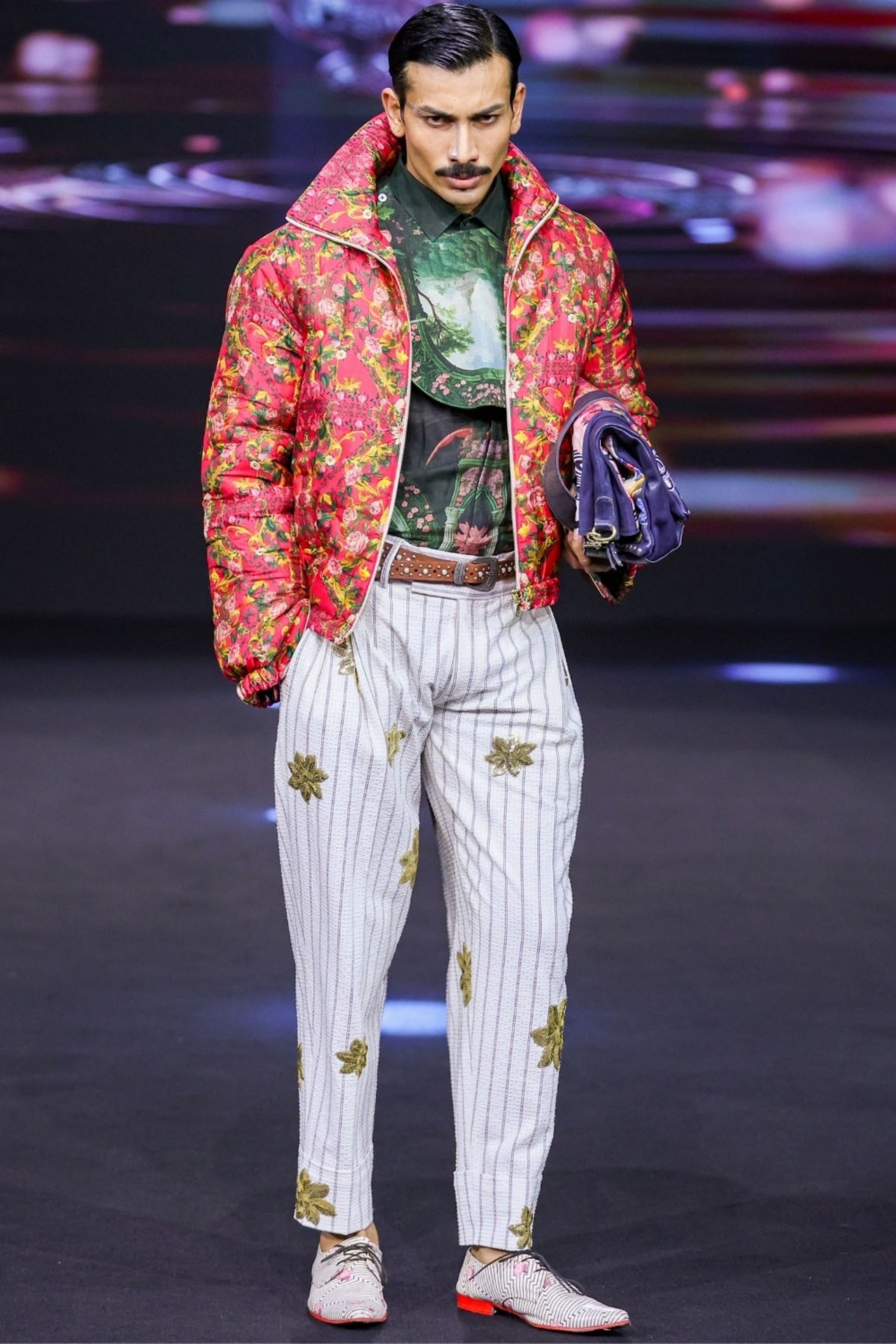 Mist Phoenix Embroidered Seersucker Pants